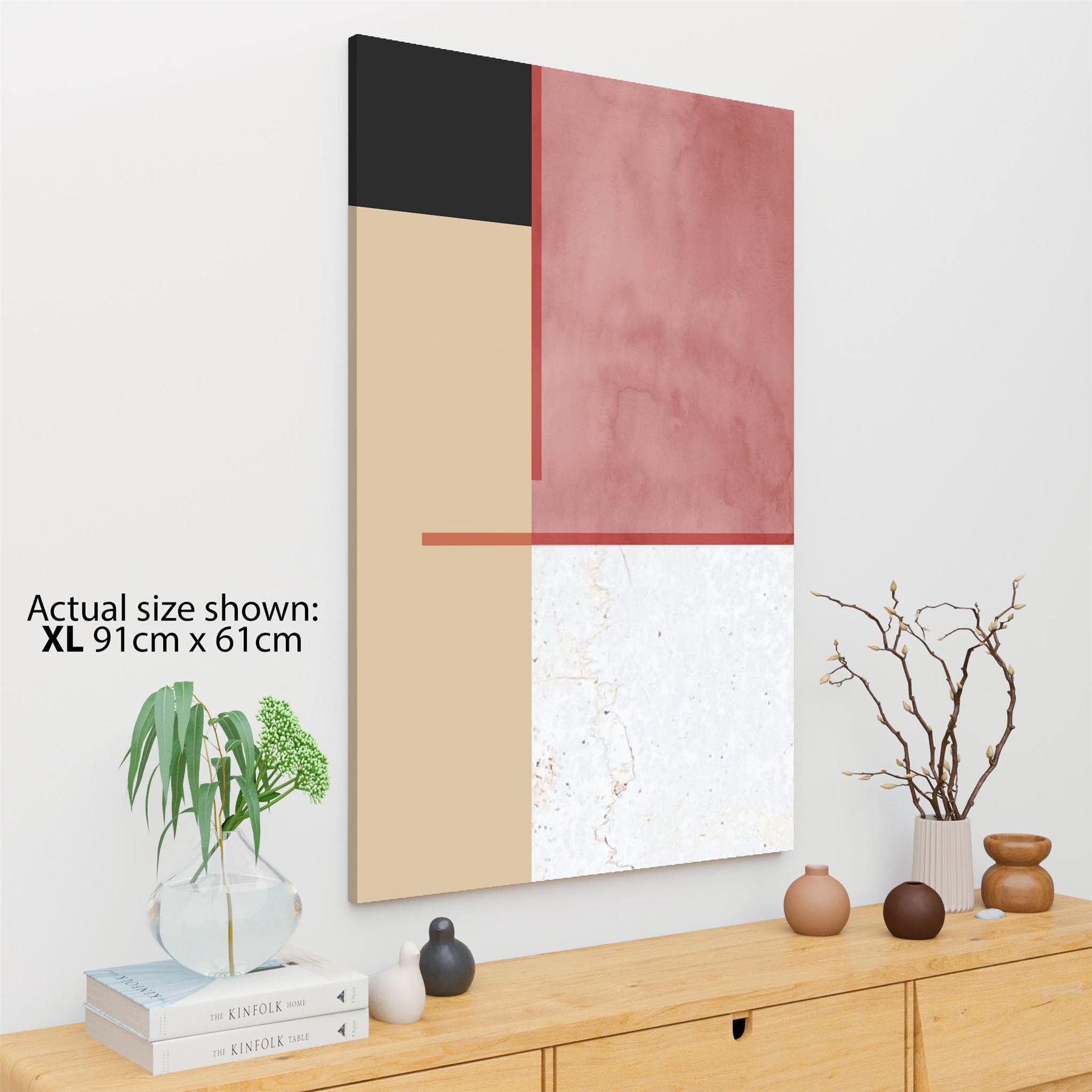 Abstract Blush Pink Black Watercolour Canvas Art Prints - Picture 27 of 55