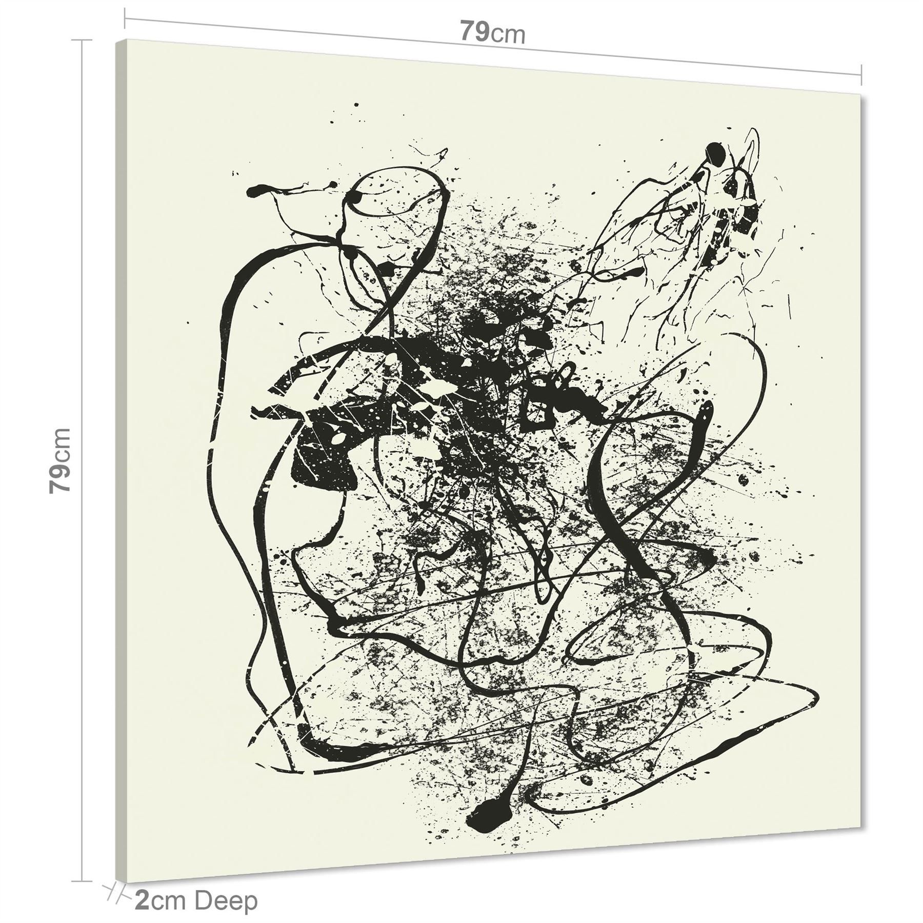 Abstract Black Cream Pollock Inspired Style Framed Art Prints - Picture 23 of 55