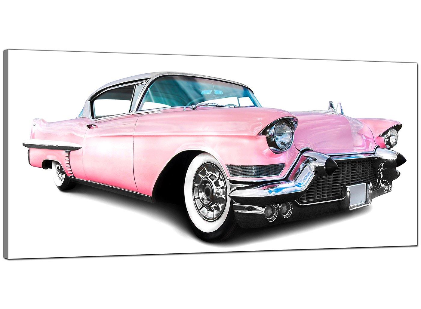 Pink Cheap Canvas Print of Pink Cadillac Car 120cm x