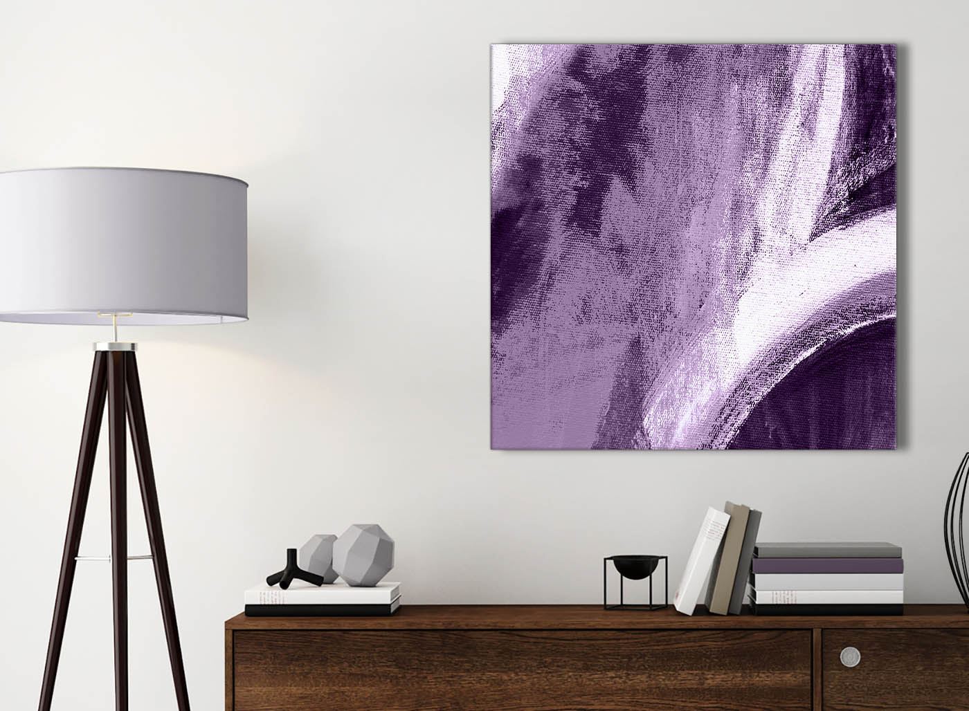 Aubergine Plum and White - Abstract Canvas Wall Art Painting - Picture 22 of 32