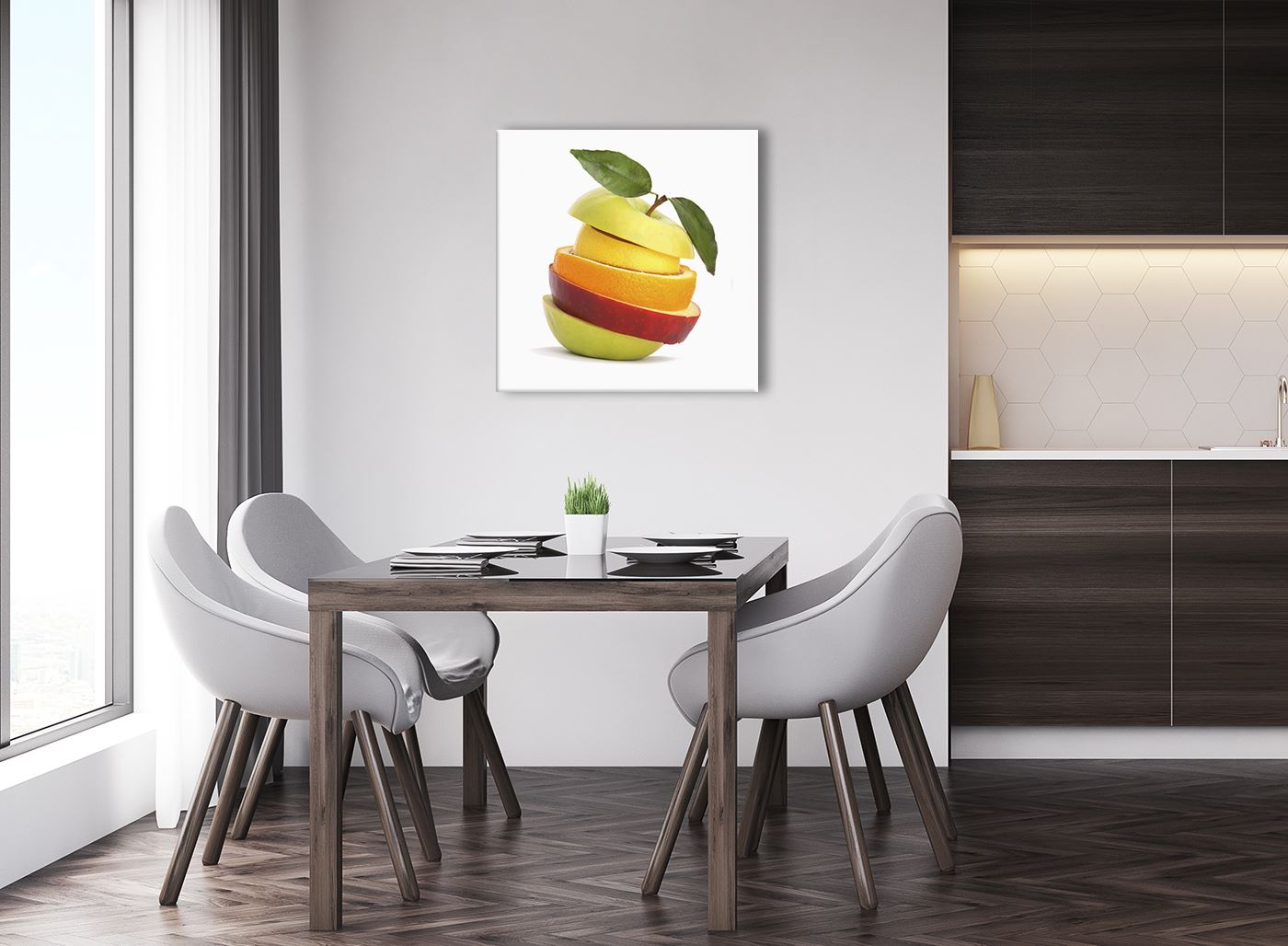 Lienzo de cocina Arte Imprimir fruta en rodajas - Imagen de la pila de alimentos en forma de manzana - Imagen 6 de 12