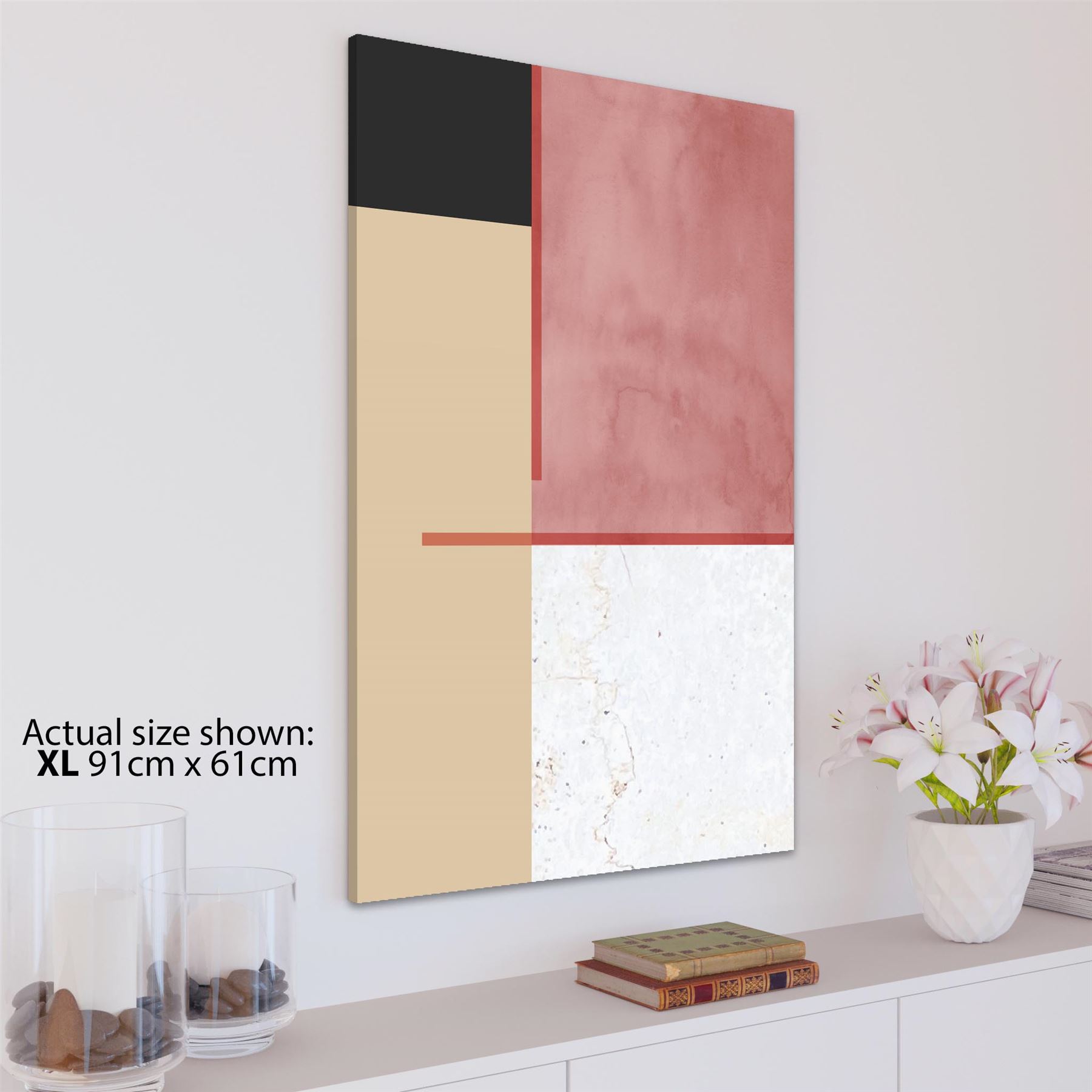 Abstract Blush Pink Black Watercolour Canvas Art Prints - Picture 28 of 55