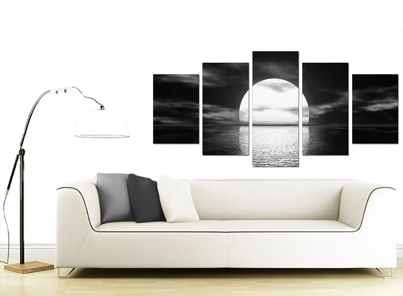 Set of 5 Panel Black White Canvas Wall Art Pictures Large Prints 5003