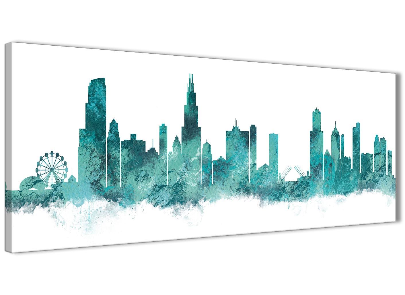 Chicago Skyline Leinwand Wandbild Kunstdruck - 17 Farben verfügbar - 94 cm breit - Bild 96 von 101