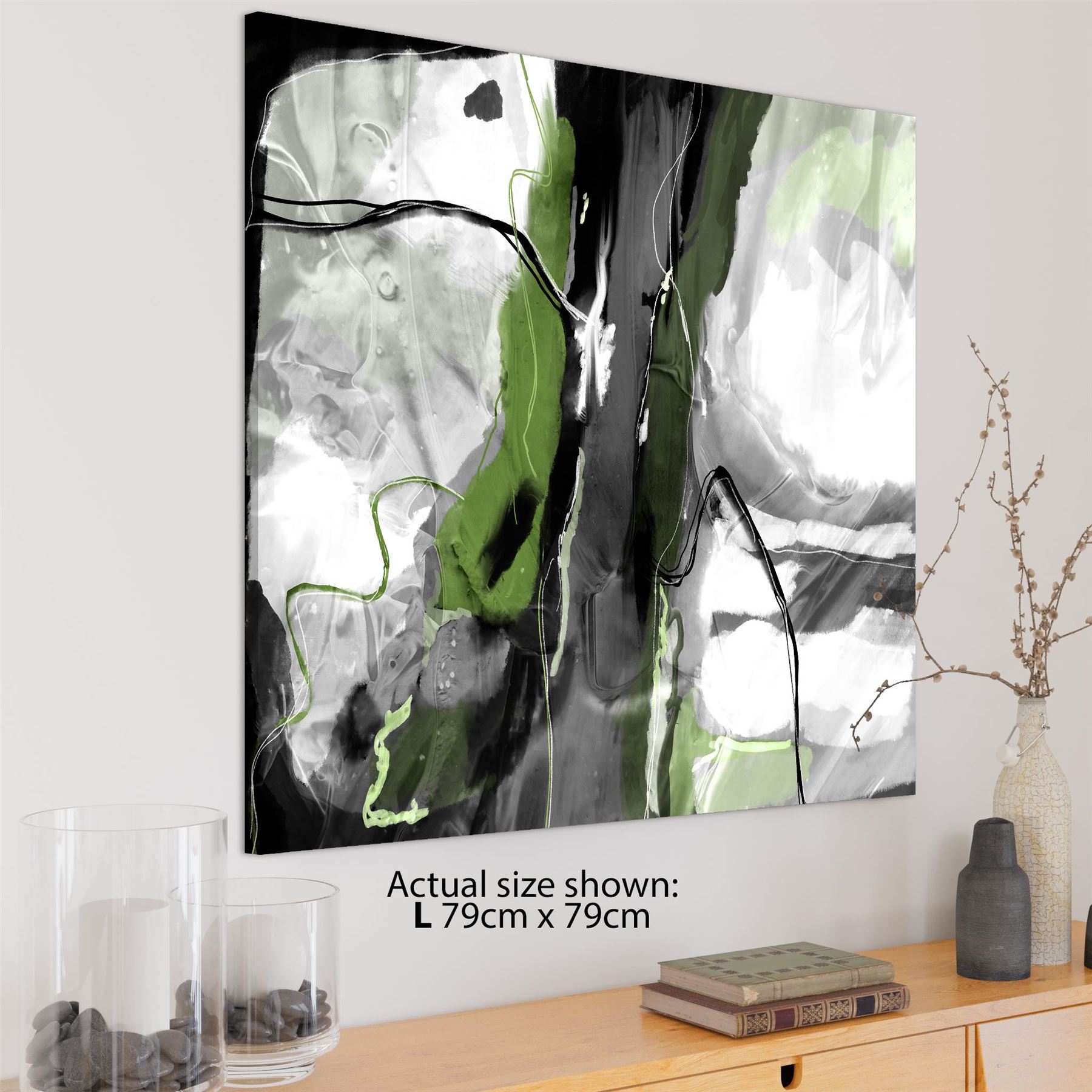 Abstract Lime Green Grey Artwork Framed Art Prints - Picture 22 of 54