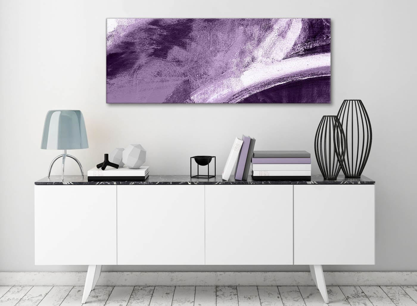 Aubergine Plum and White - Abstract Canvas Wall Art Painting - Picture 5 of 32