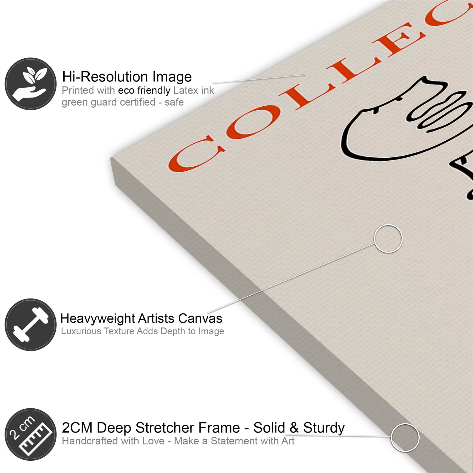 Abstract Natural Black Faces Line Art Canvas Wall Art Print - Picture 13 of 13