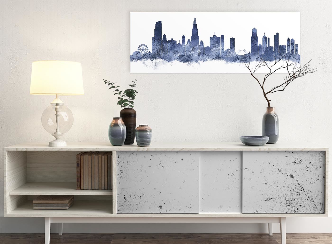 Chicago Skyline Leinwand Wandbild Kunstdruck - 17 Farben verfügbar - 94 cm breit - Bild 5 von 101