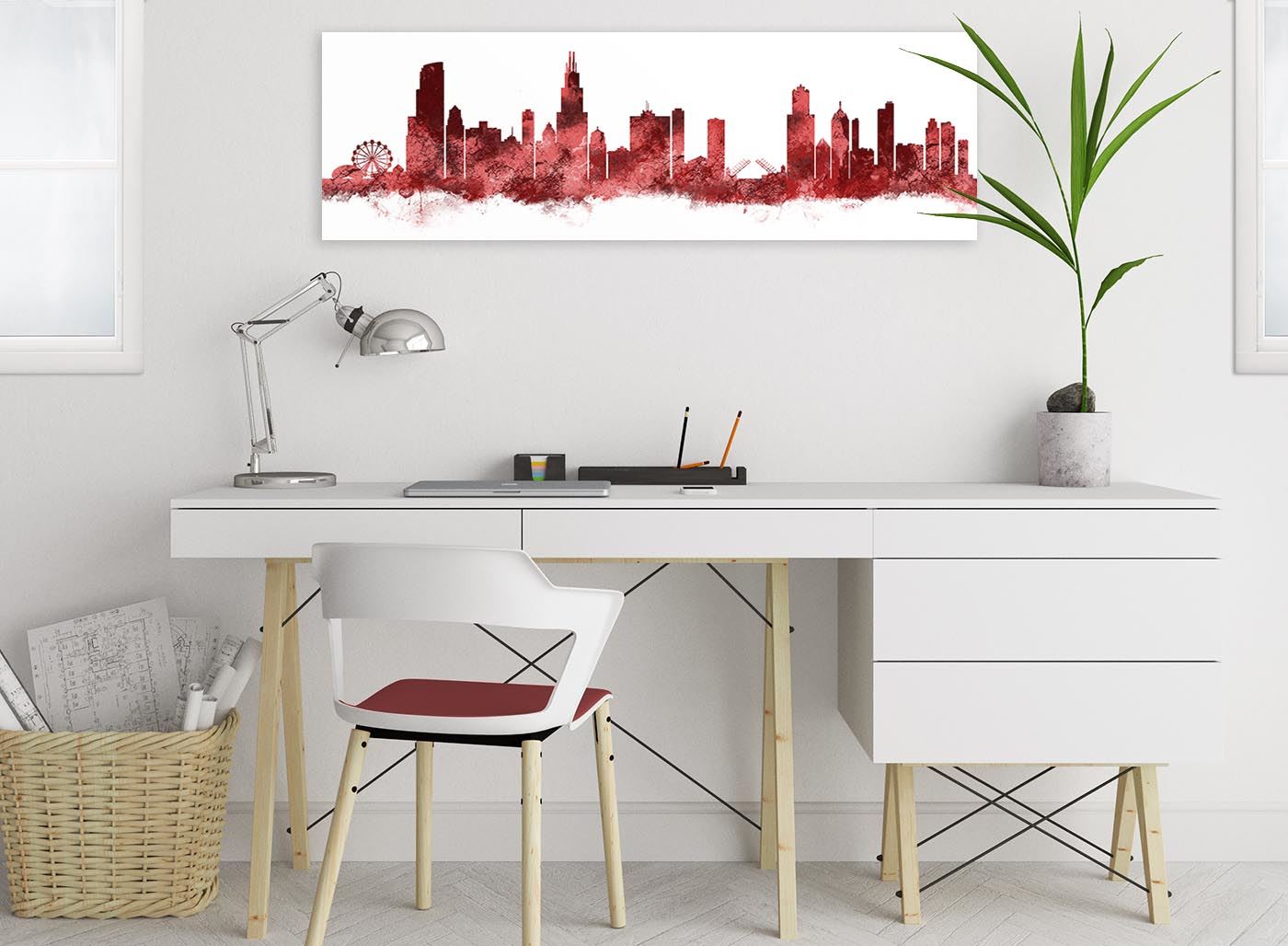 Chicago Skyline Leinwand Wandbild Kunstdruck - 17 Farben verfügbar - 94 cm breit - Bild 88 von 101