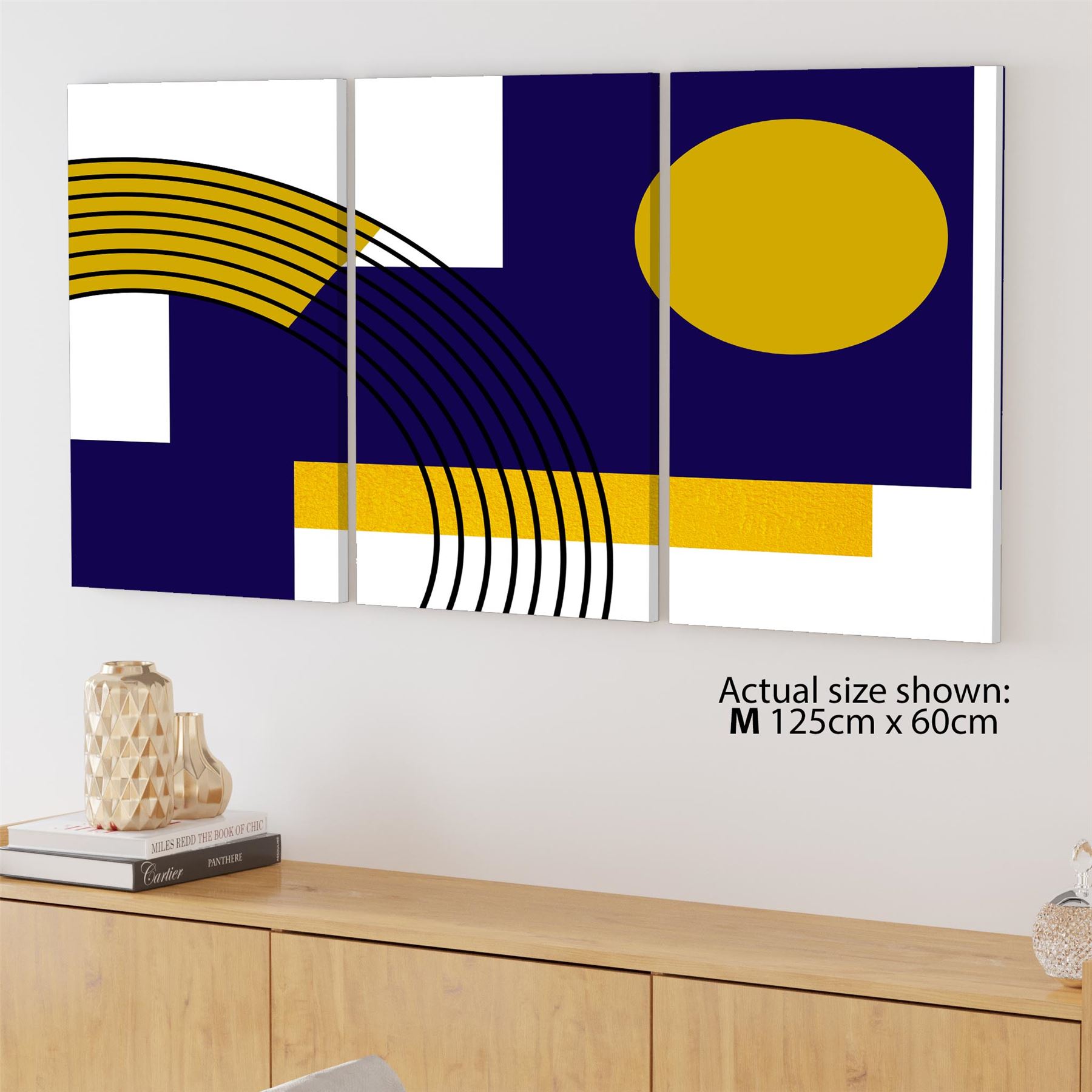 Blue Mustard Yellow Geometric Design Canvas Art Prints - Picture 37 of 54