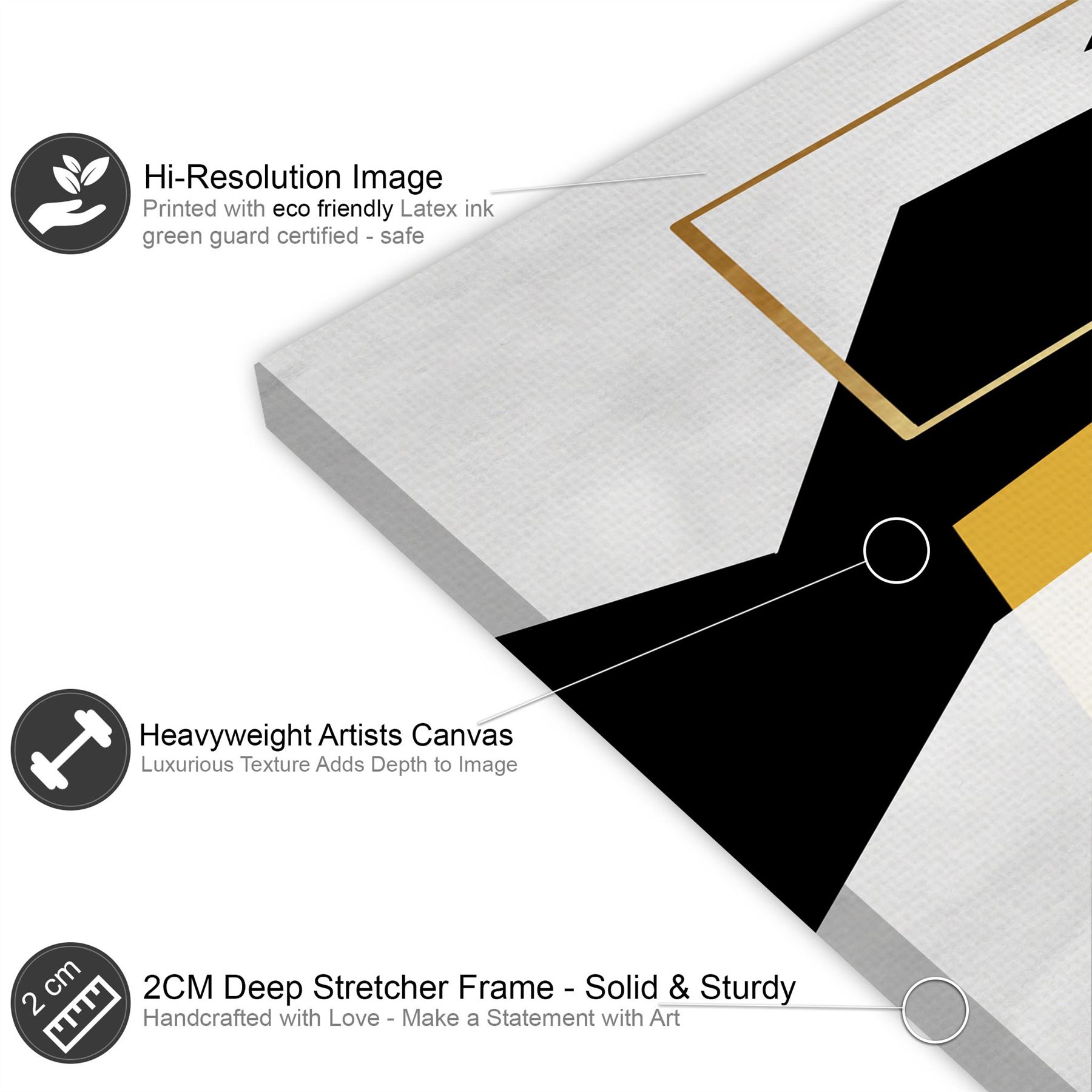 Mustard Yellow Black Geometric Canvas Art Pictures - Picture 13 of 55
