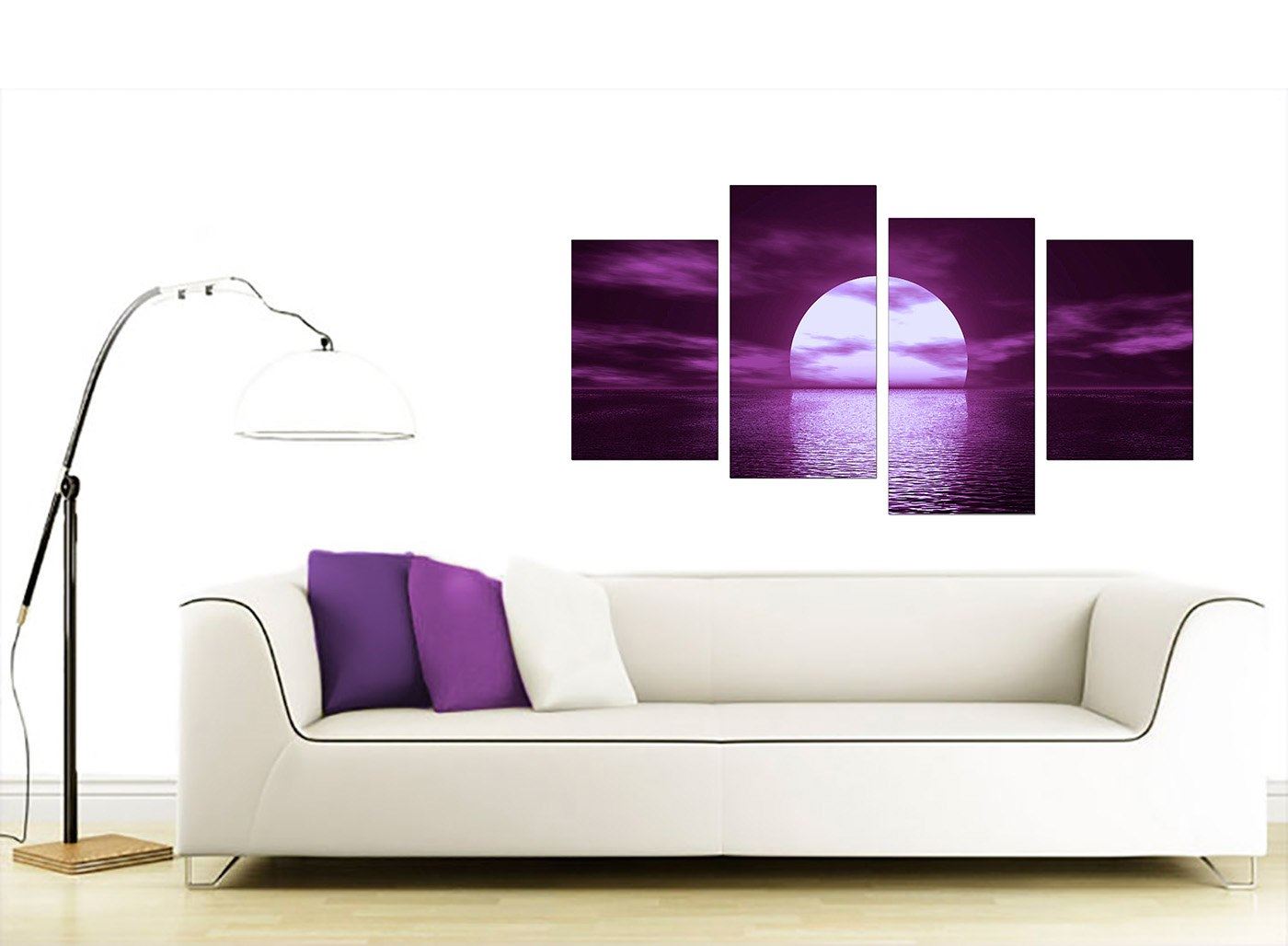 Large Purple Canvas Wall Art Pictures Set 130cm Wide XL Prints 4002