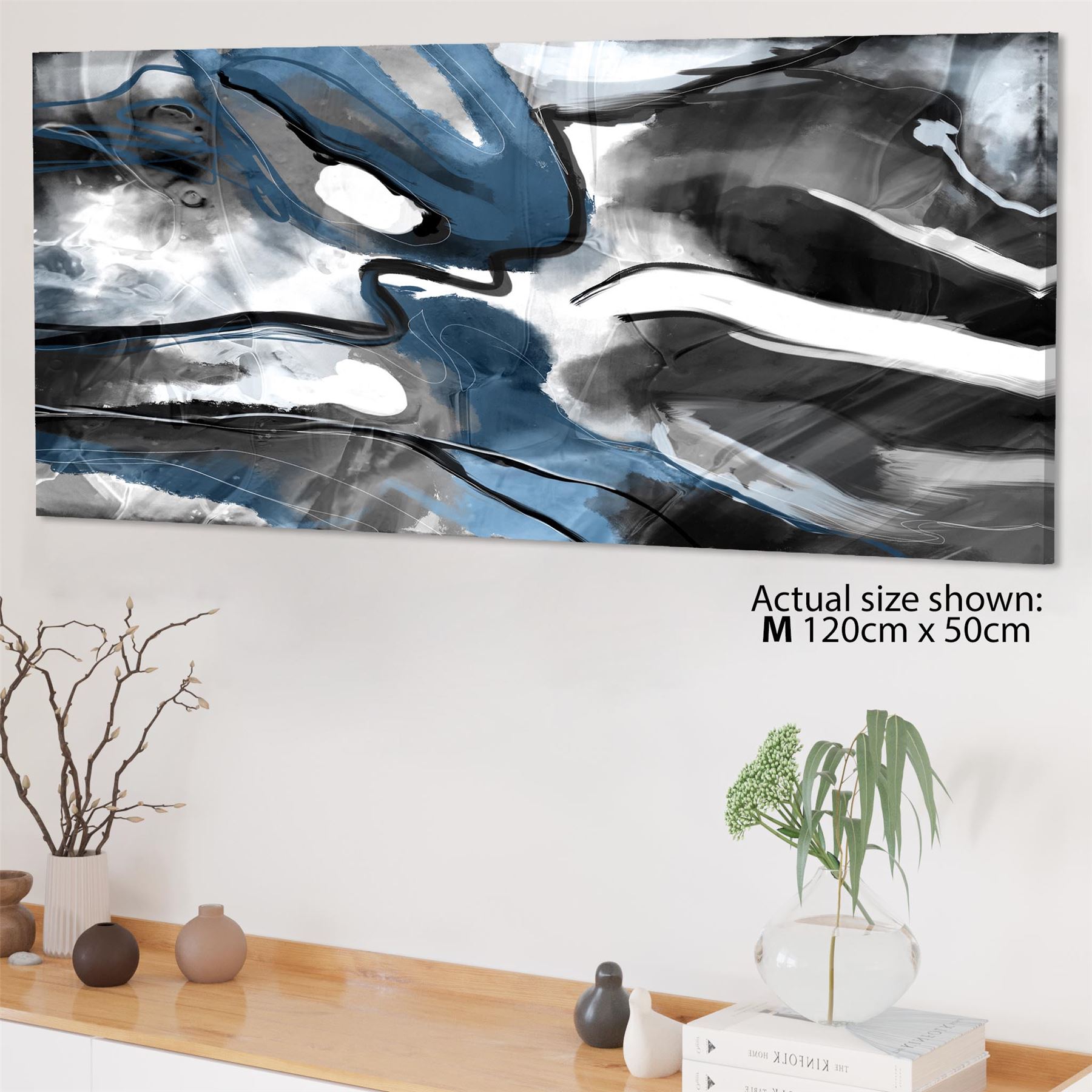 Abstract Turquoise Dark Grey Design Canvas Art Prints - Picture 34 of 56