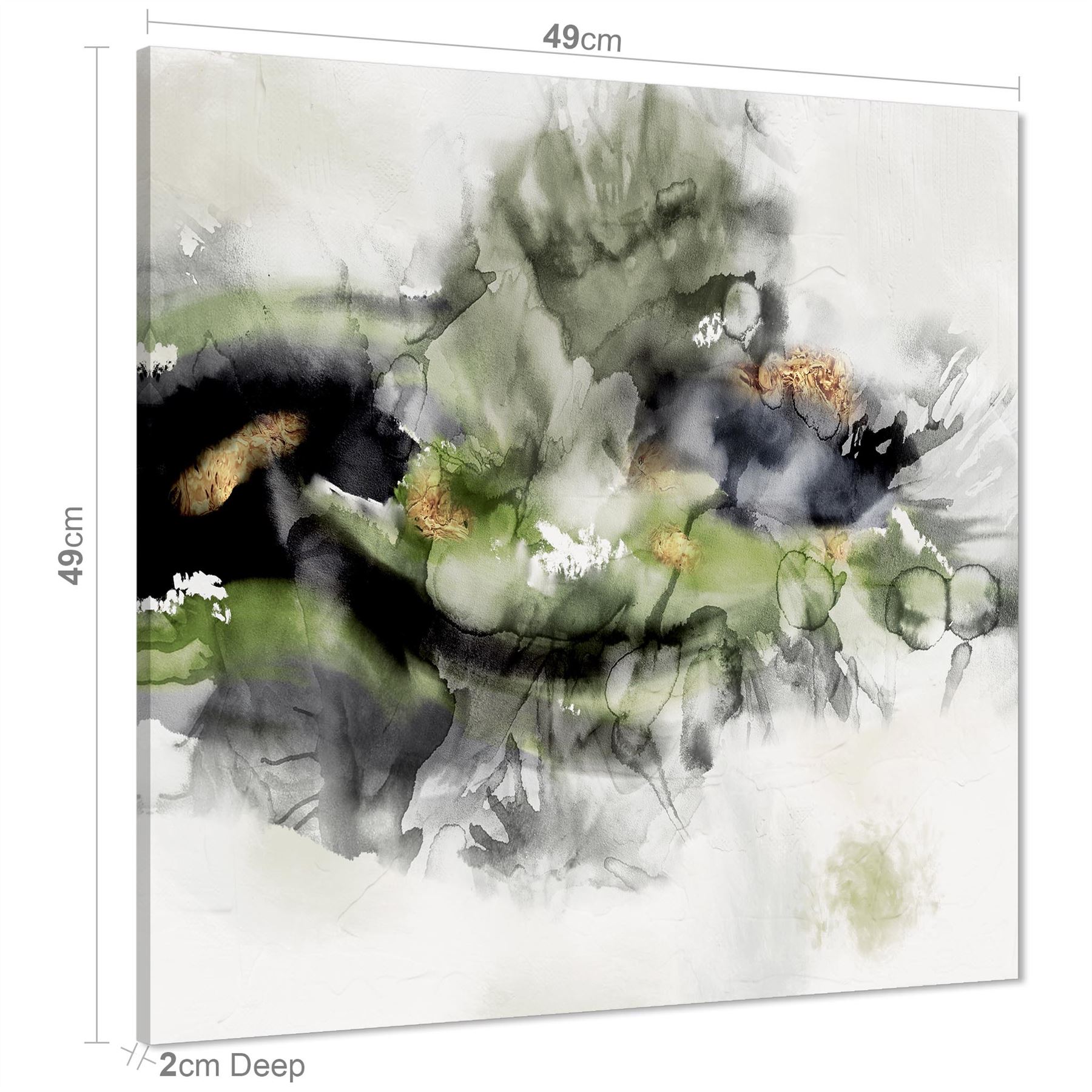 Abstract Lime Green Grey Watercolour Canvas Art Pictures - Picture 5 of 54