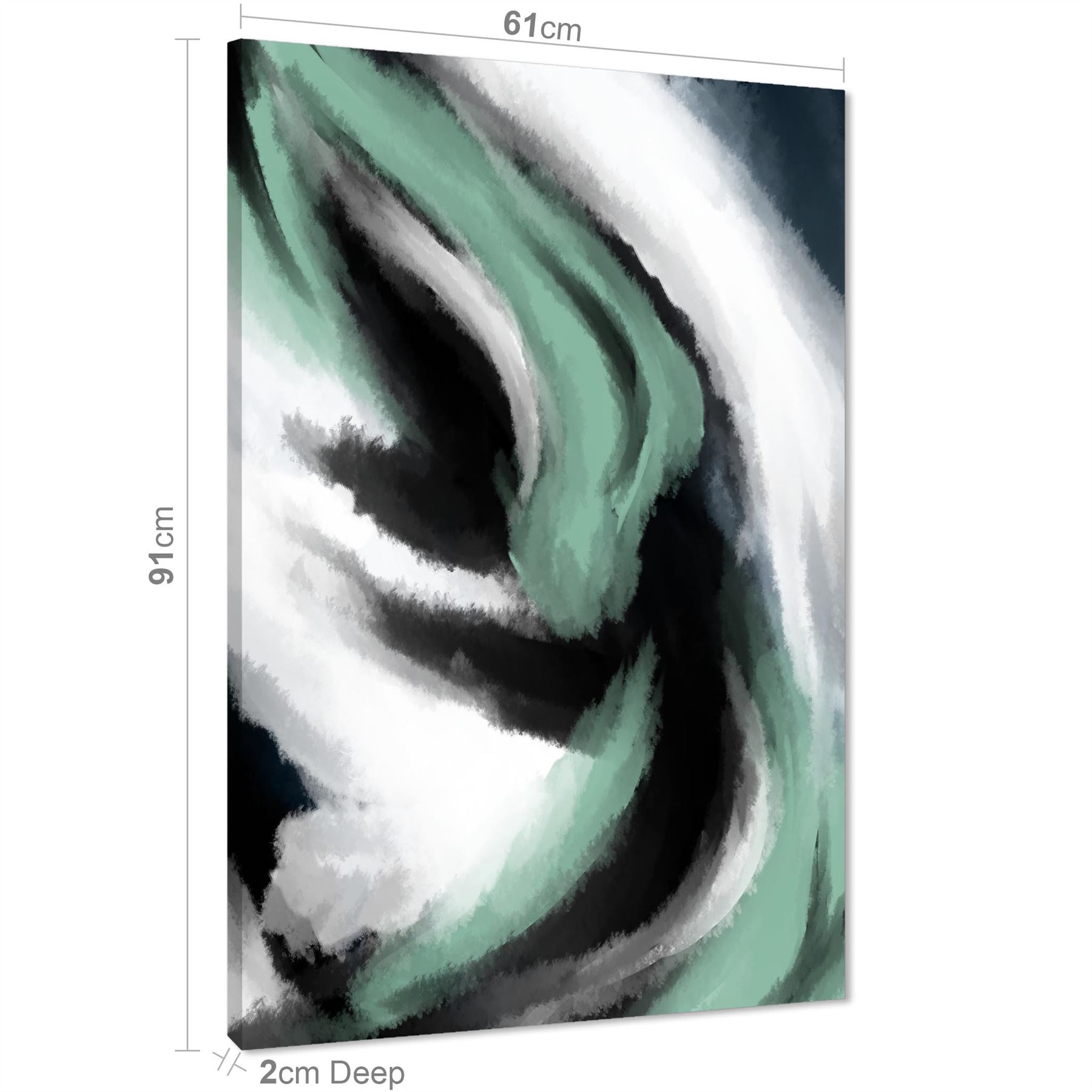 Abstract Green Grey Oil Paint Effect Canvas Wall Art Picture - Picture 29 of 55