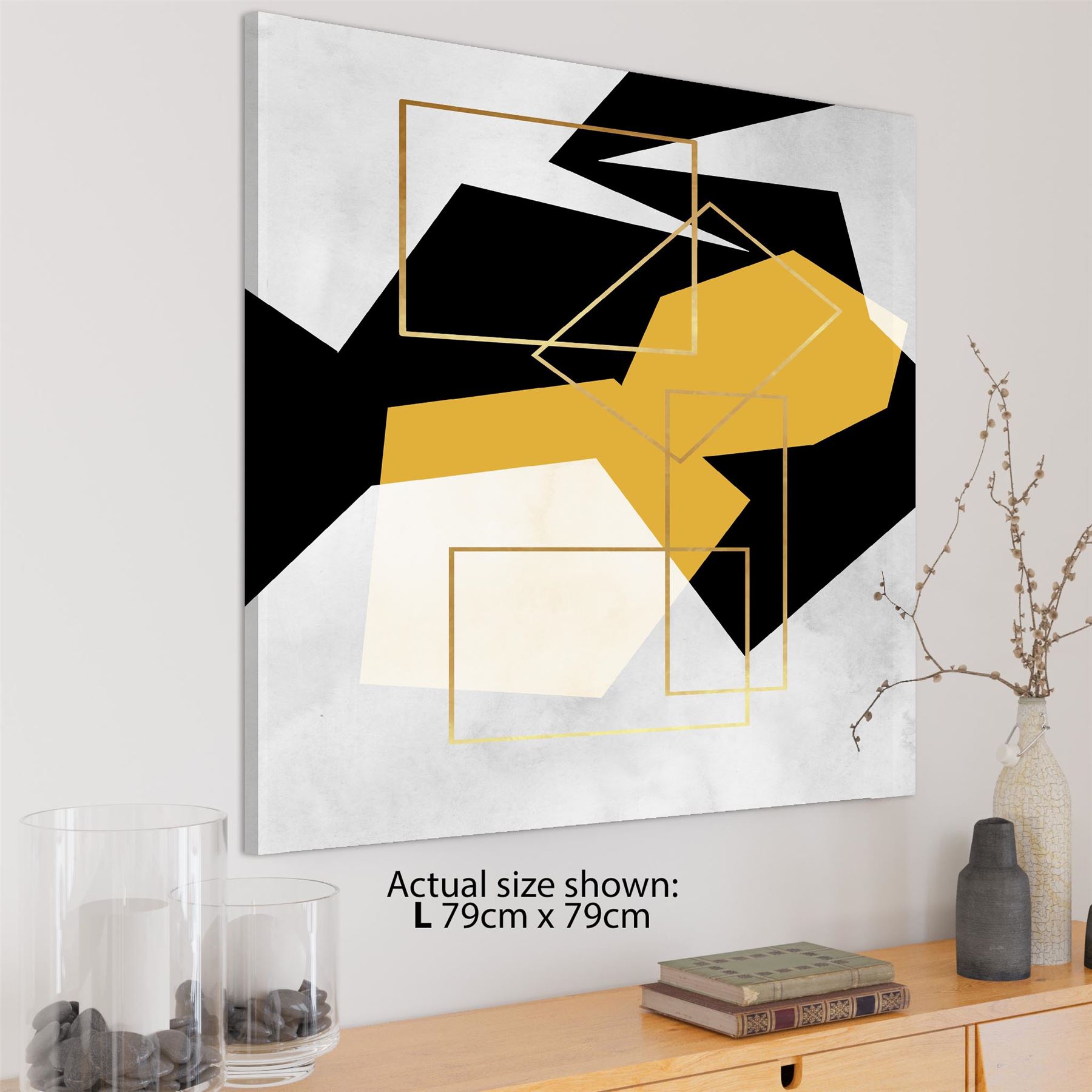 Mustard Yellow Black Geometric Canvas Art Pictures - Picture 22 of 55
