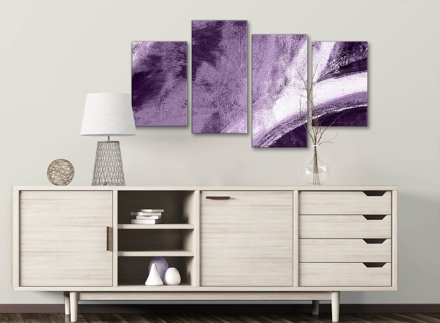 Aubergine Plum and White - Abstract Canvas Wall Art Painting - Picture 14 of 32