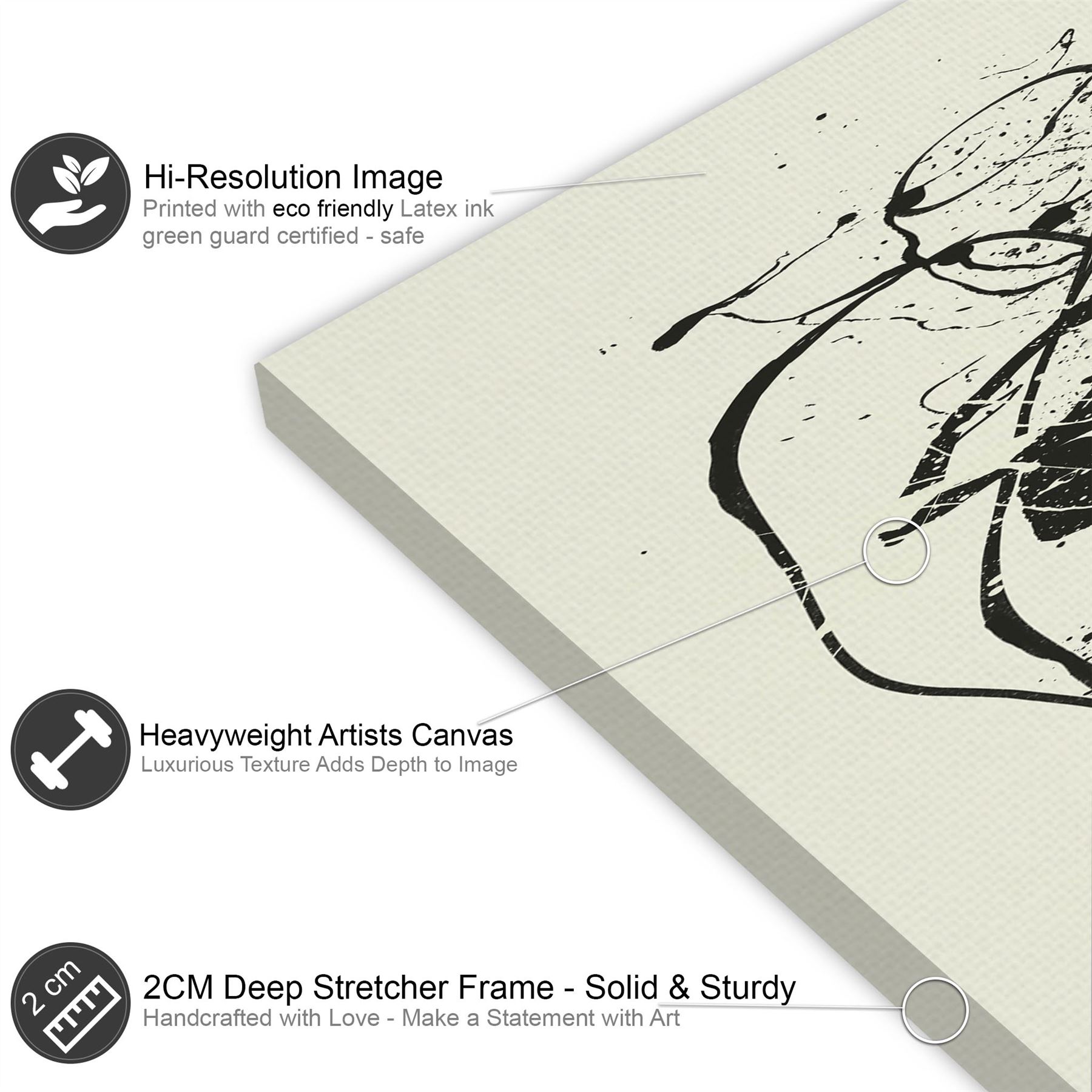 Abstract Black Cream Pollock Inspired Style Framed Art Prints - Picture 7 of 55