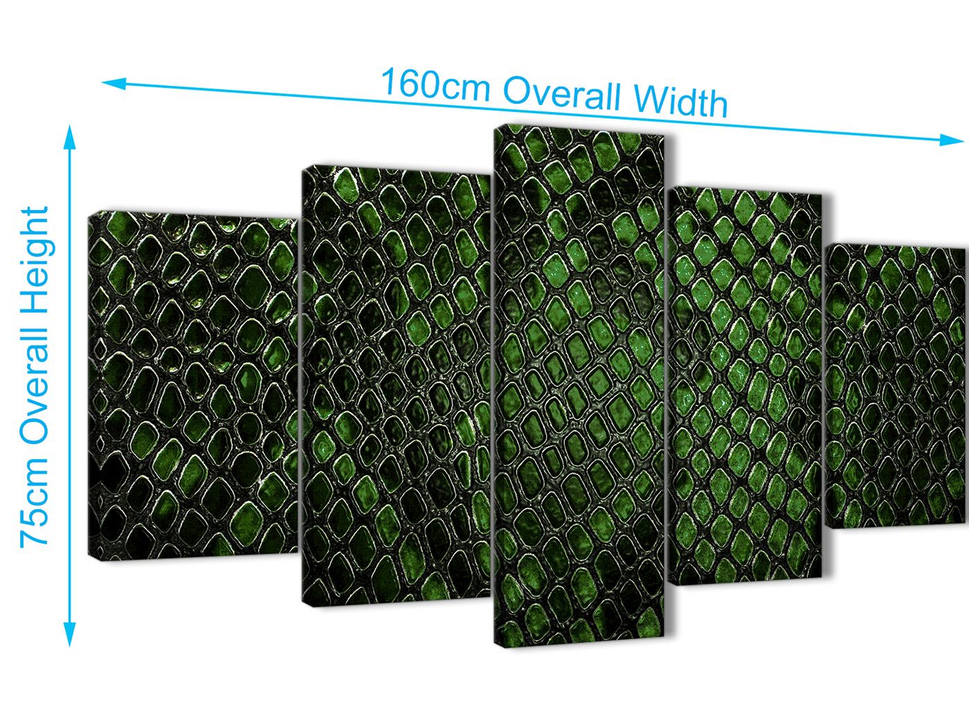 Dark Green Snakeskin Animal Print Living Room Canvas Wall Art - Abstract Print - Picture 18 of 32