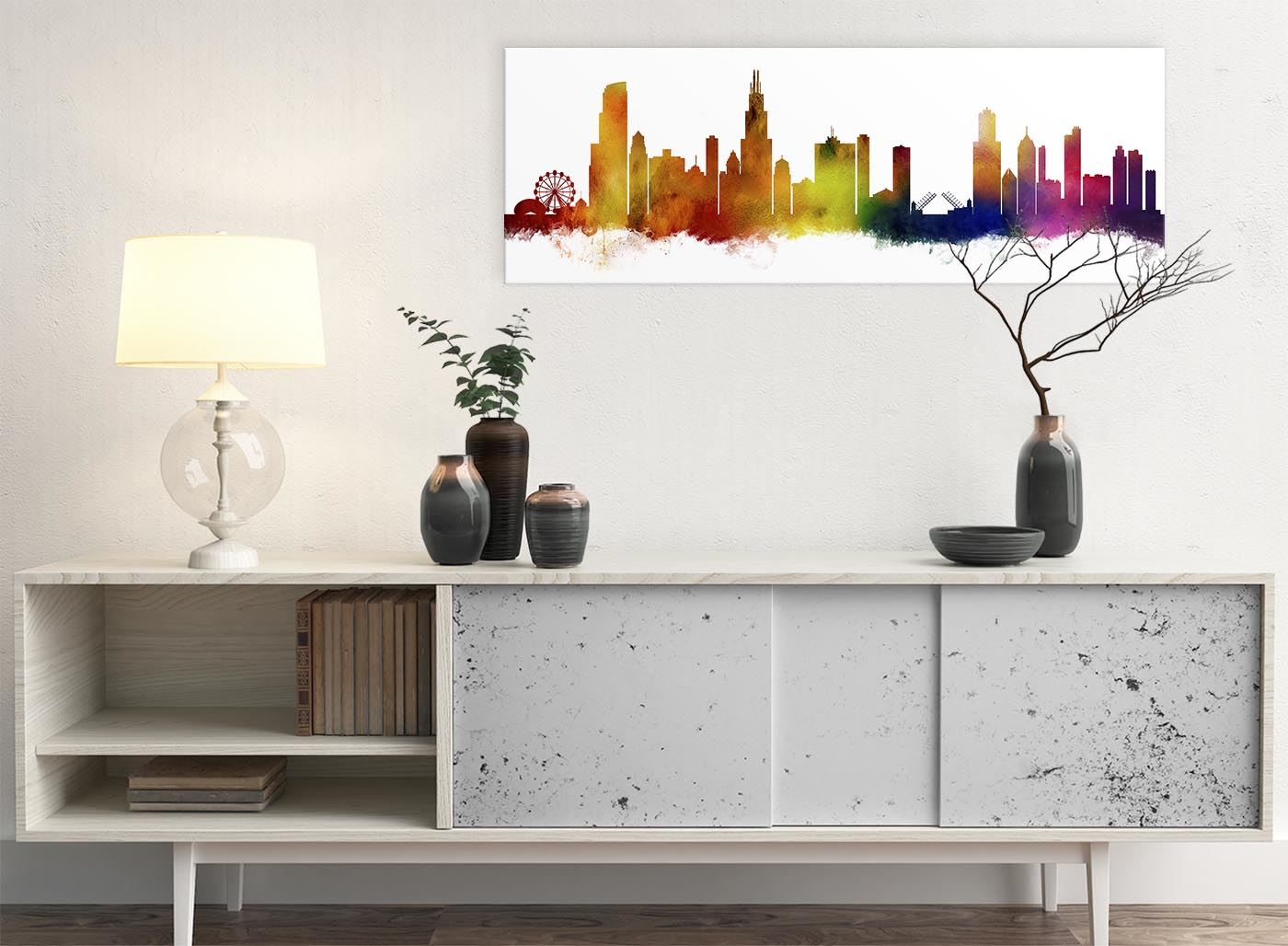 Chicago Skyline Leinwand Wandbild Kunstdruck - 17 Farben verfügbar - 94 cm breit - Bild 63 von 101