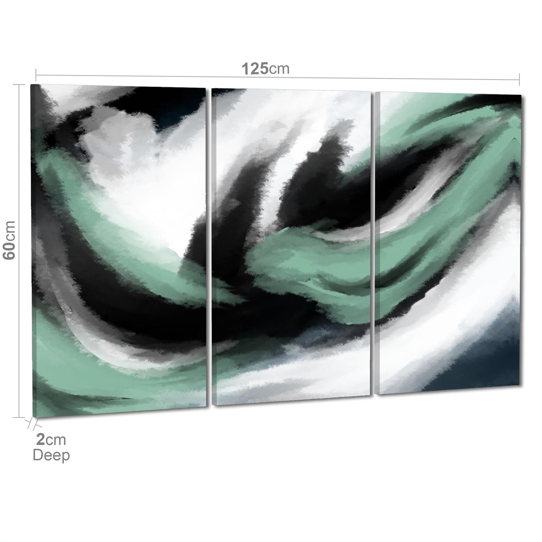 Abstract Green Grey Oil Paint Effect Canvas Wall Art Picture - Picture 40 of 55