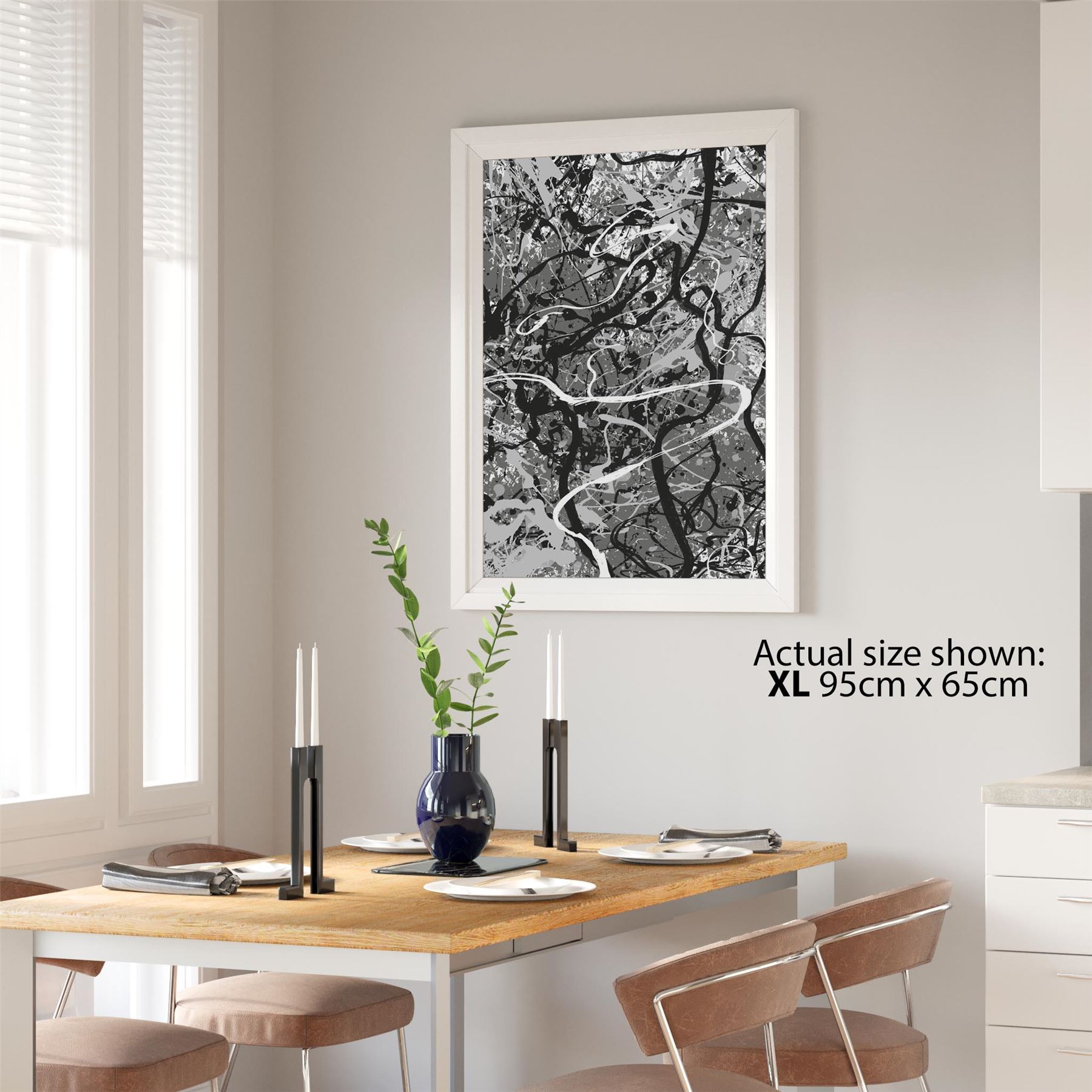 Abstract Black White Artwork Framed Wall Art Picture | eBay