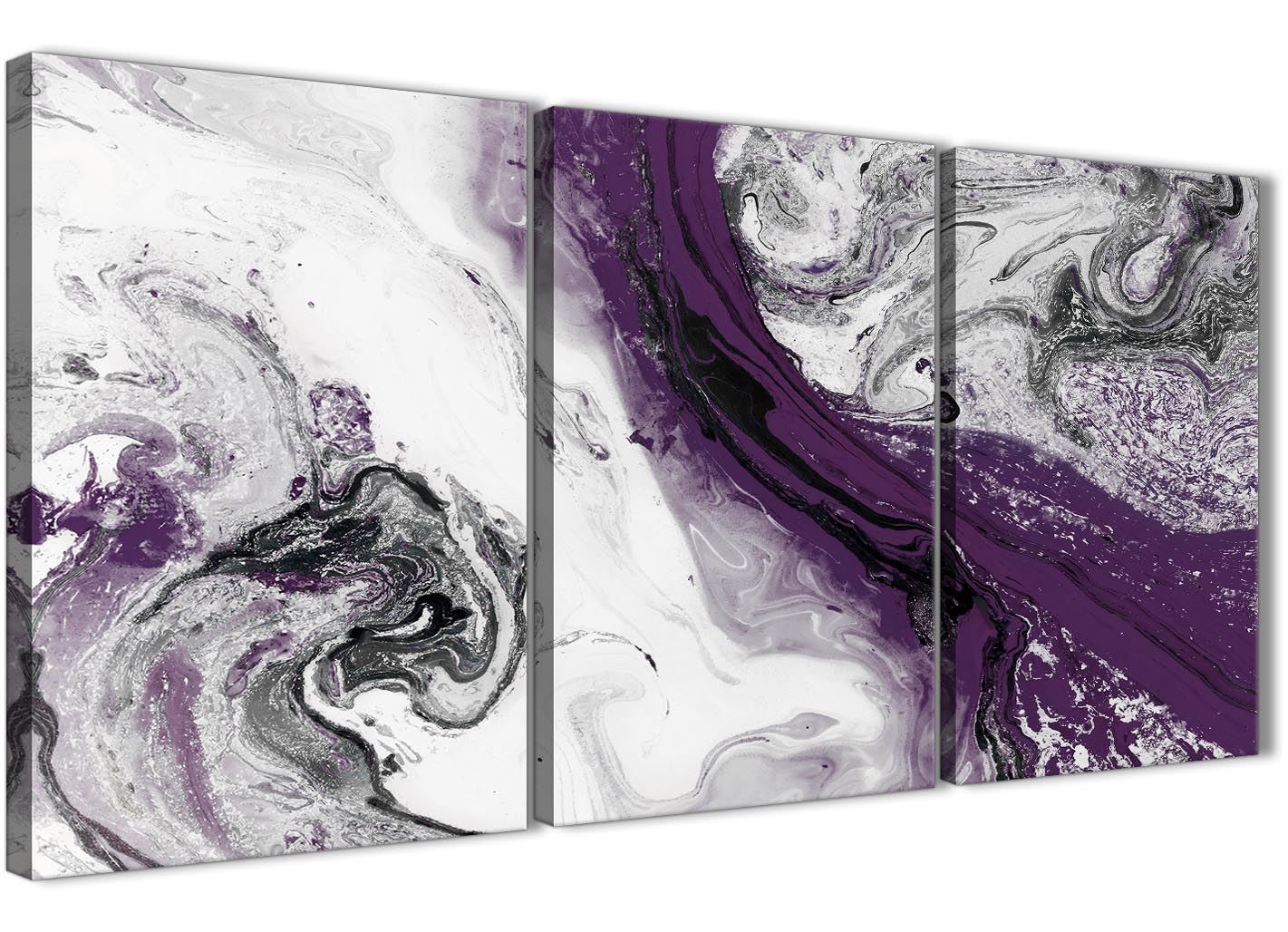 Purple and Grey Swirl Living Room Canvas Wall Art Accessories - Abstract Print - Picture 2 of 25