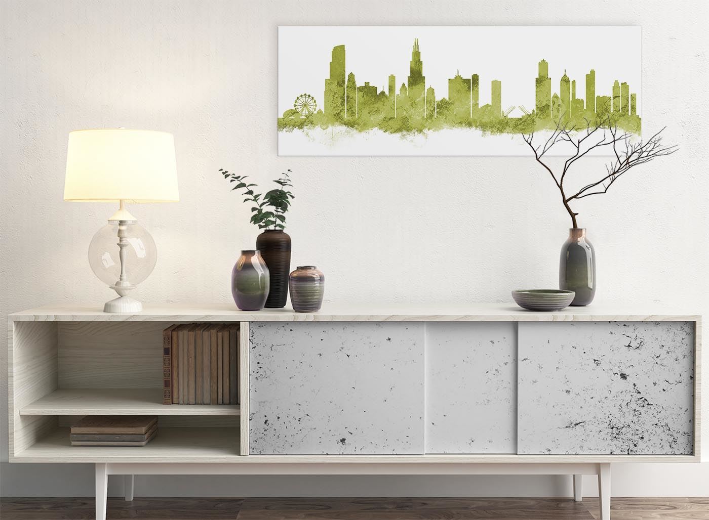 Chicago Skyline Leinwand Wandbild Kunstdruck - 17 Farben verfügbar - 94 cm breit - Bild 57 von 101