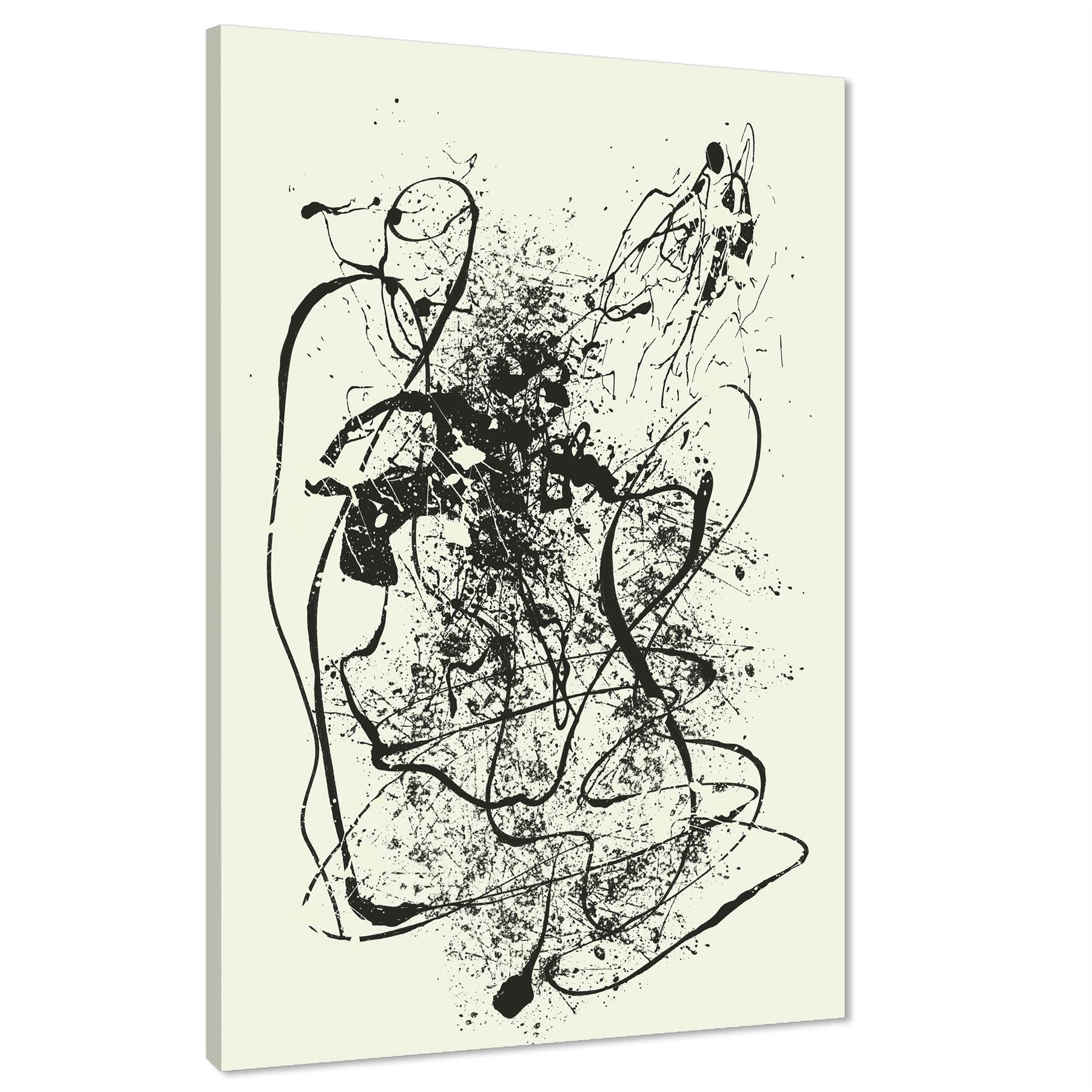 Abstract Black Cream Pollock Inspired Style Framed Art Prints - Picture 14 of 55