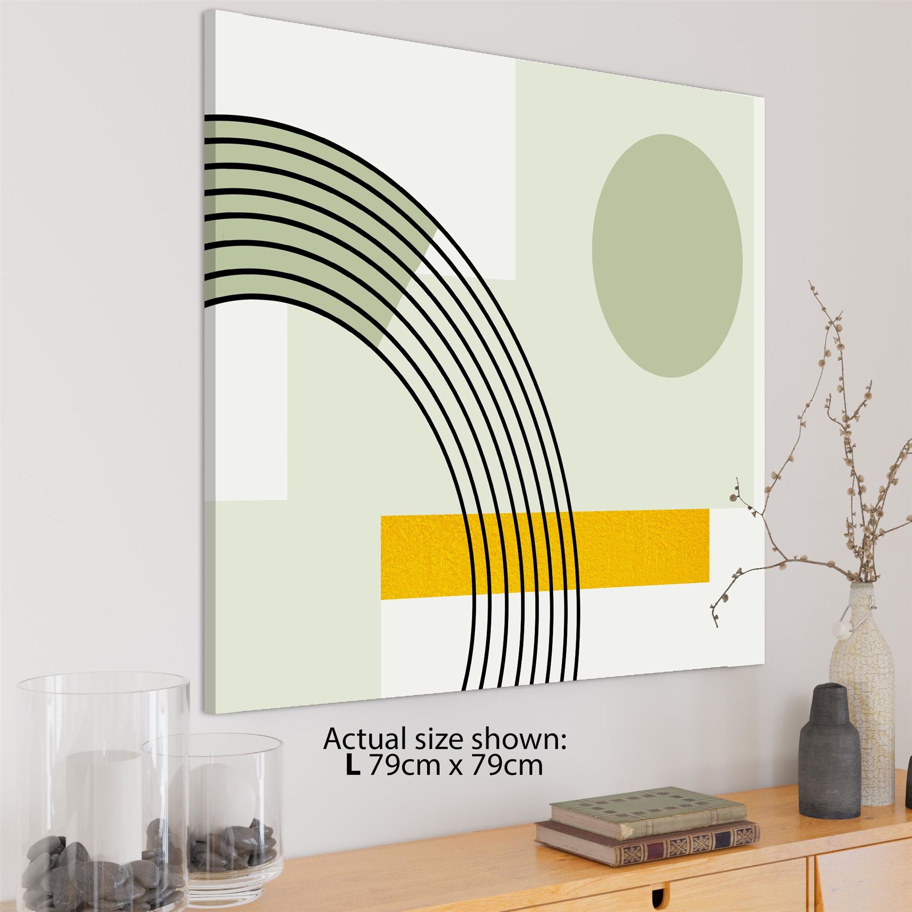 Abstrakter Salbei grün gelb geometrisches Design Leinwand Kunstdrucke - Bild 10 von 56