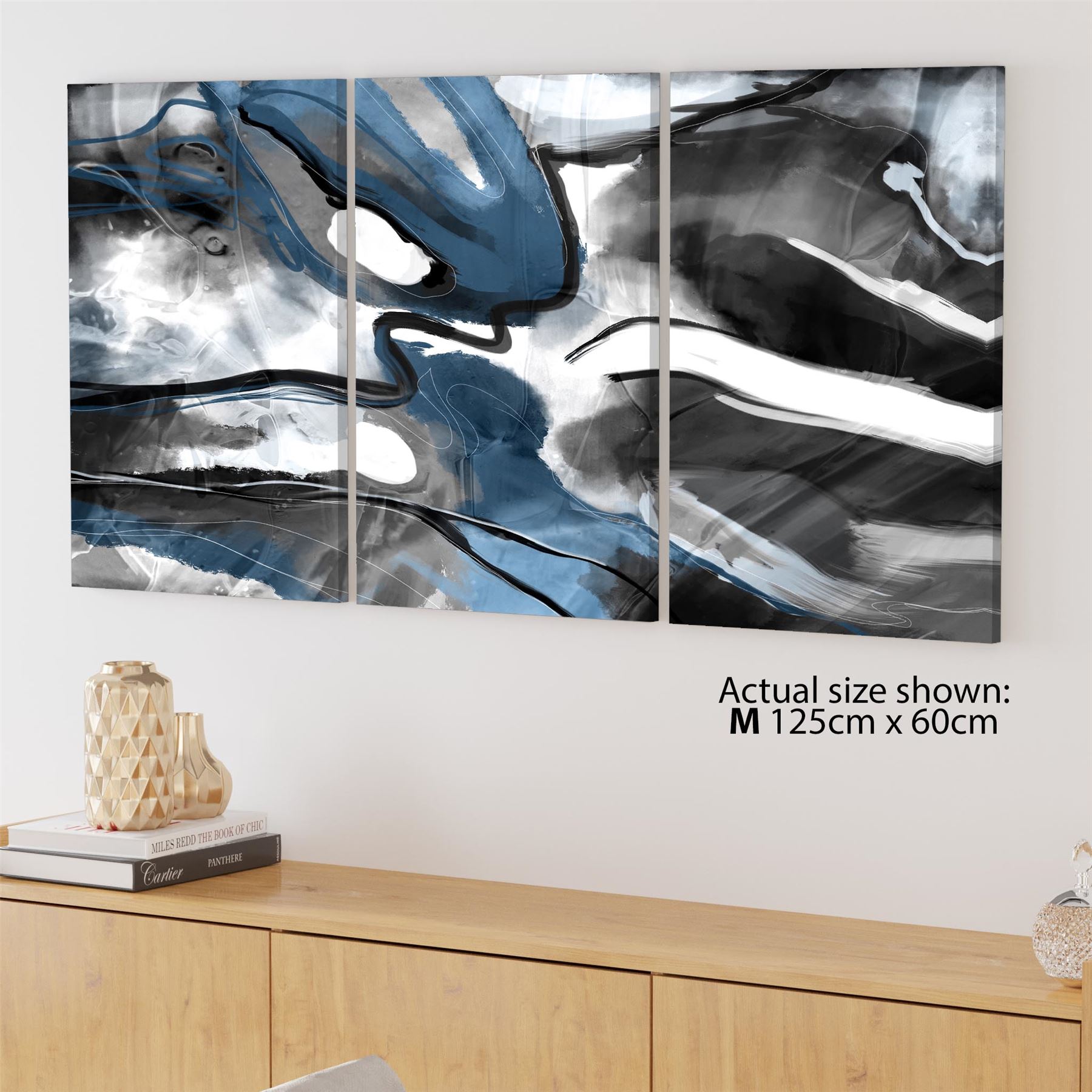 Abstract Turquoise Dark Grey Design Canvas Art Prints - Picture 39 of 56