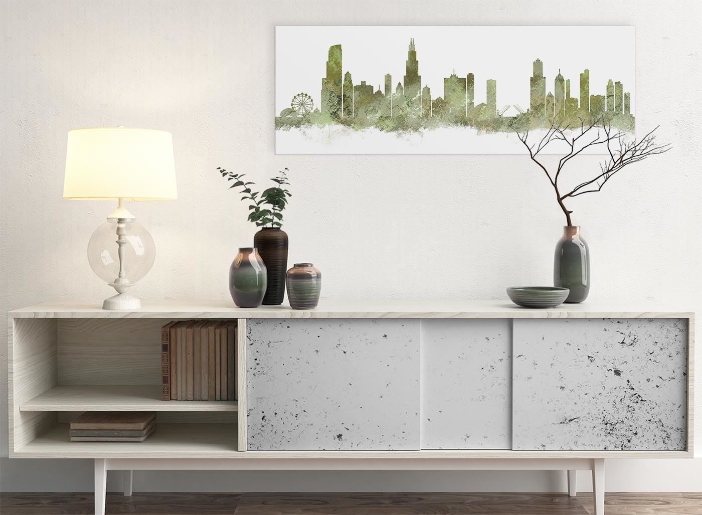 Chicago Skyline Leinwand Wandbild Kunstdruck - 17 Farben verfügbar - 94 cm breit - Bild 93 von 101