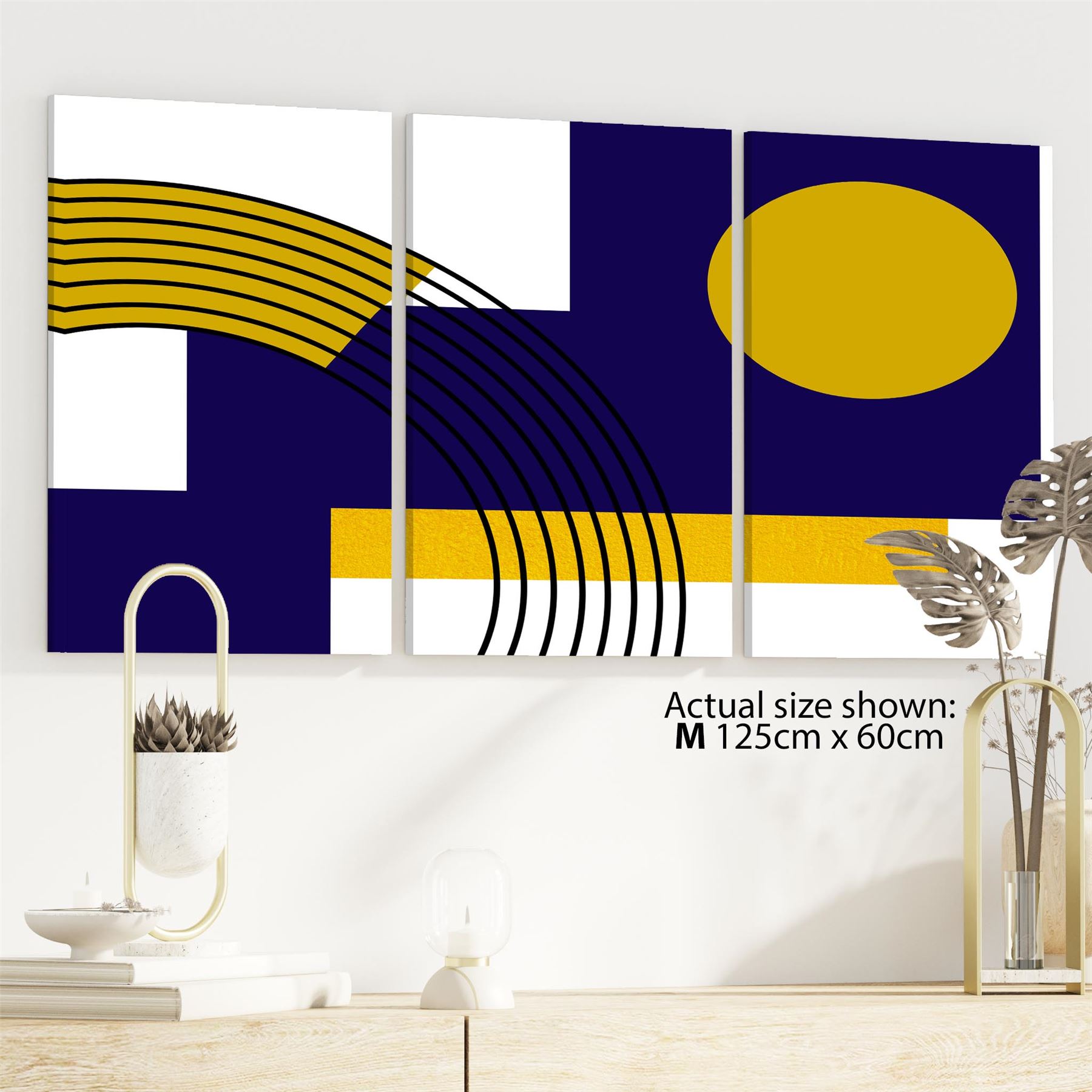 Blue Mustard Yellow Geometric Design Canvas Art Prints - Picture 38 of 54