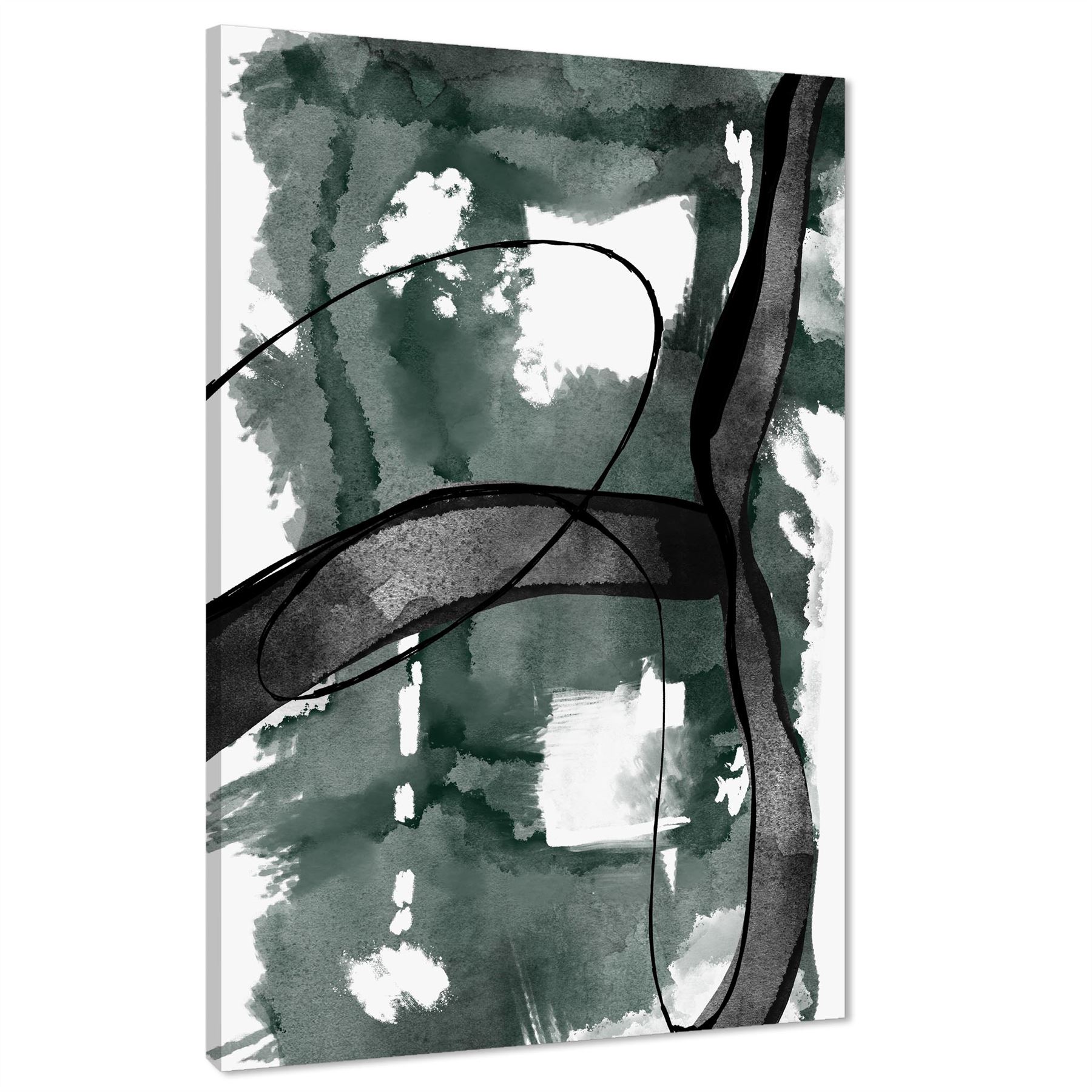 Abstract Green Black Design Canvas Wall Art Picture - Picture 26 of 55