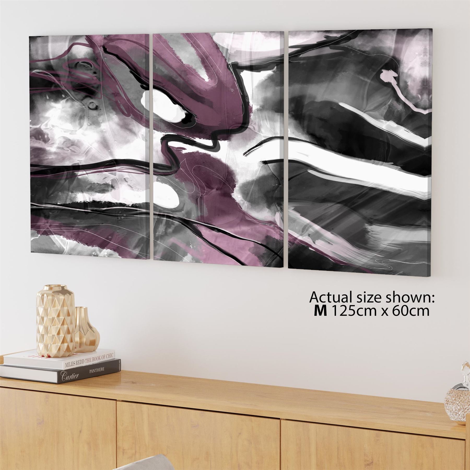 Abstract Plum Grey Watercolour Painting Canvas Wall Art Print - Picture 38 of 55