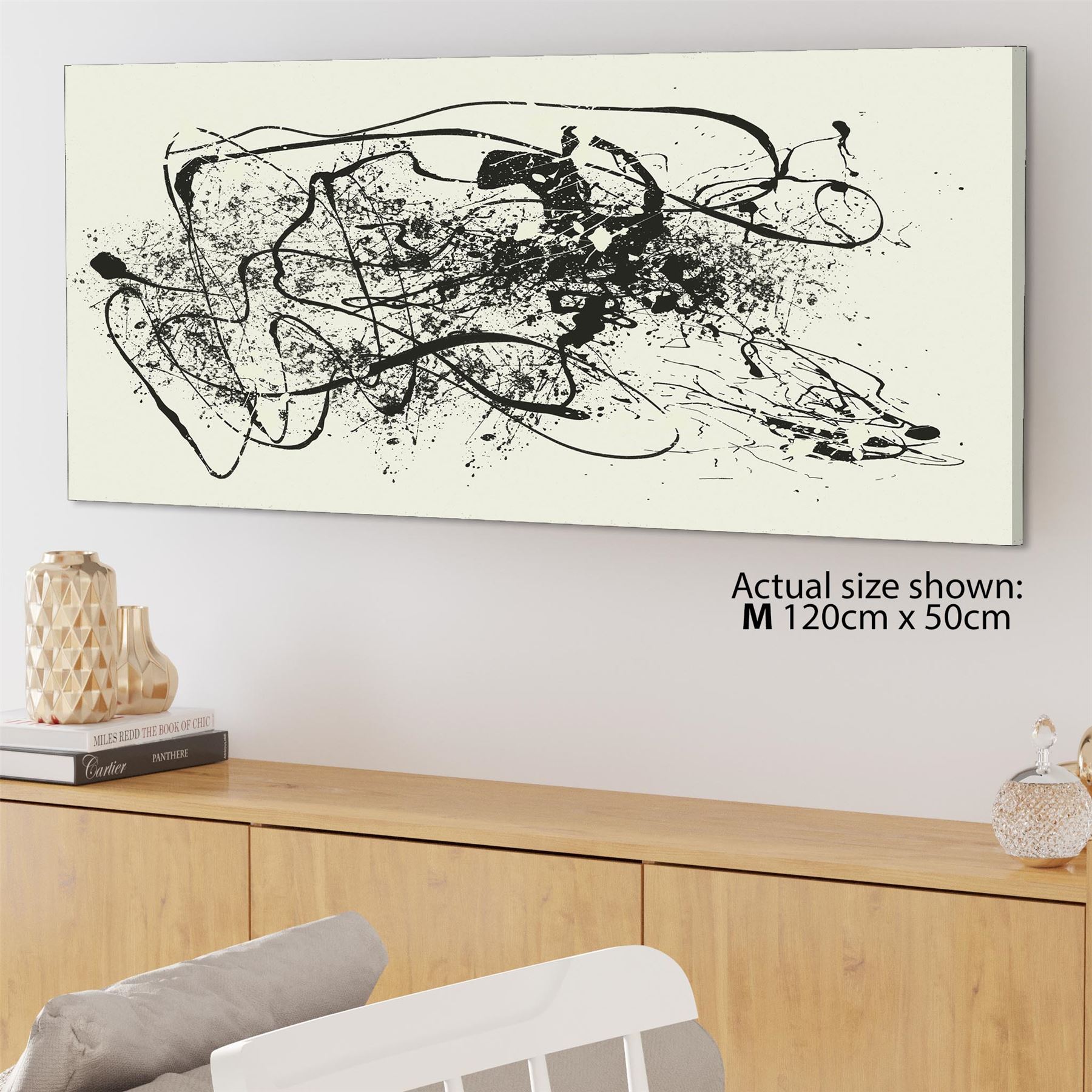 Abstract Black Cream Pollock Inspired Style Framed Art Prints - Picture 33 of 55