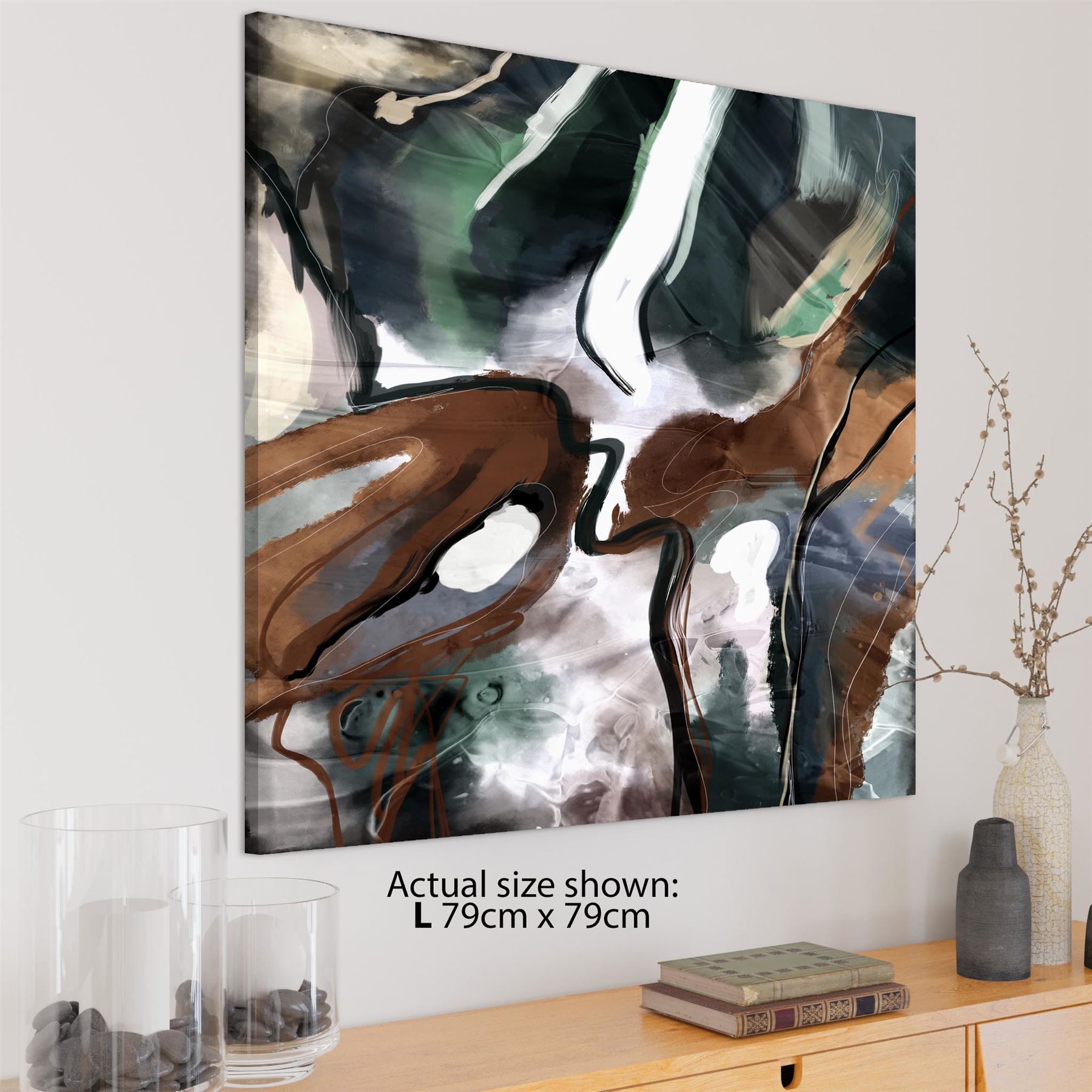 Abstract Brown Green Graphic Framed Art Prints - Picture 4 of 55