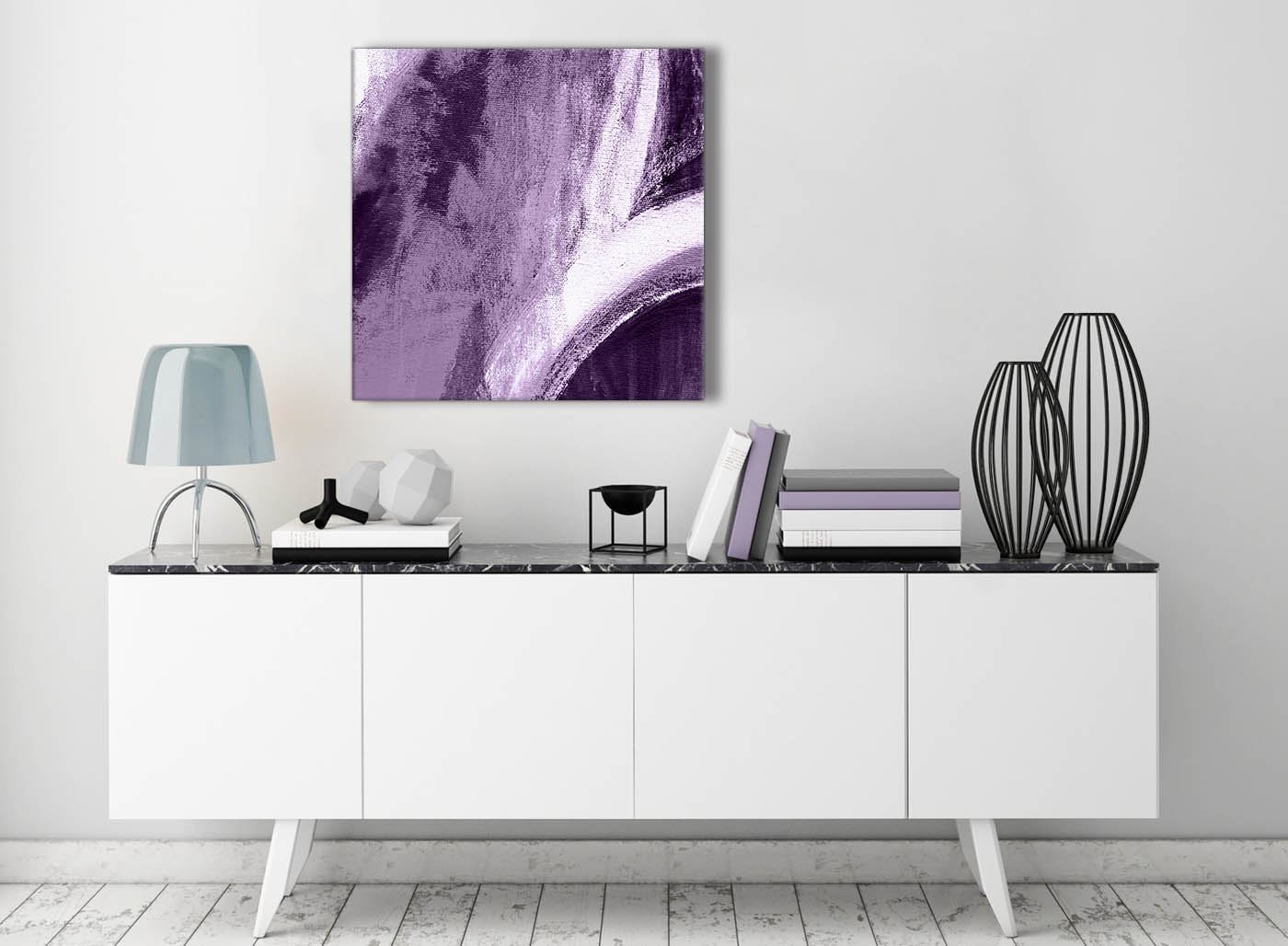Aubergine Plum and White - Abstract Canvas Wall Art Painting - Picture 26 of 32