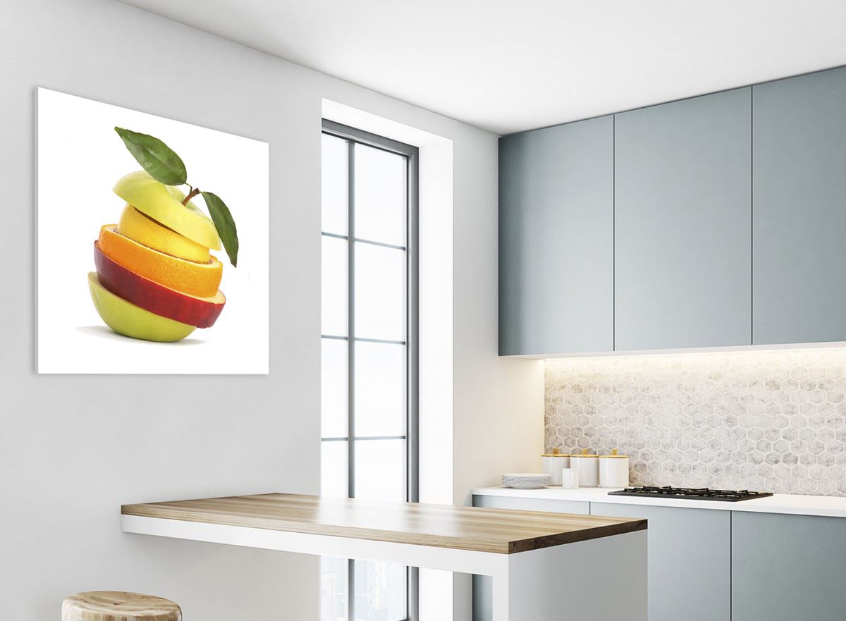 Lienzo de cocina Arte Imprimir fruta en rodajas - Imagen de la pila de alimentos en forma de manzana - Imagen 4 de 12