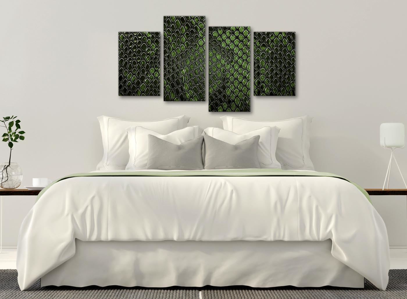 Dark Green Snakeskin Animal Print Living Room Canvas Wall Art - Abstract Print - Picture 12 of 32