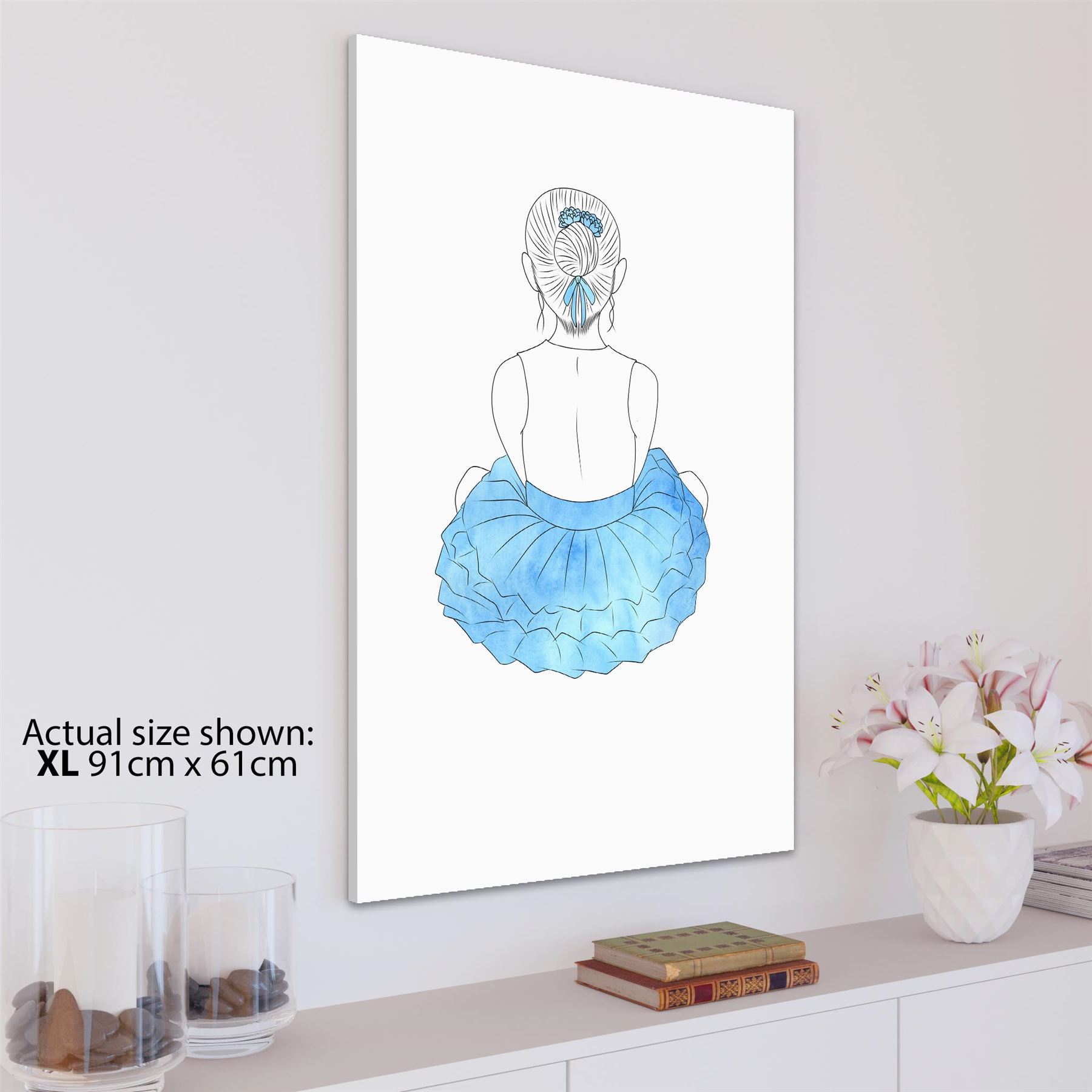 Blue Figurative Ballerina Canvas Wall Art Print - Picture 4 of 13