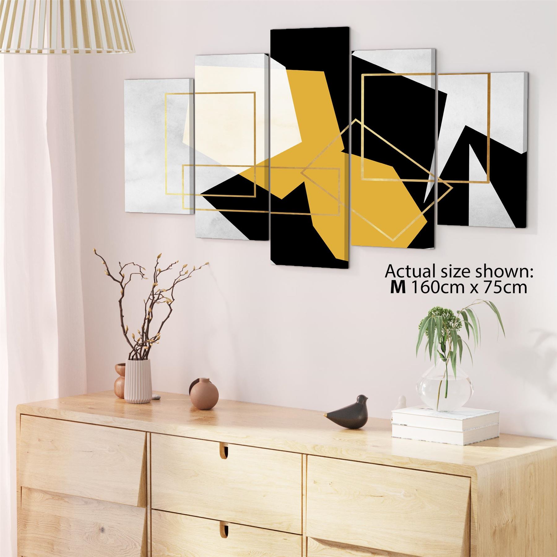 Mustard Yellow Black Geometric Canvas Art Pictures - Picture 52 of 55