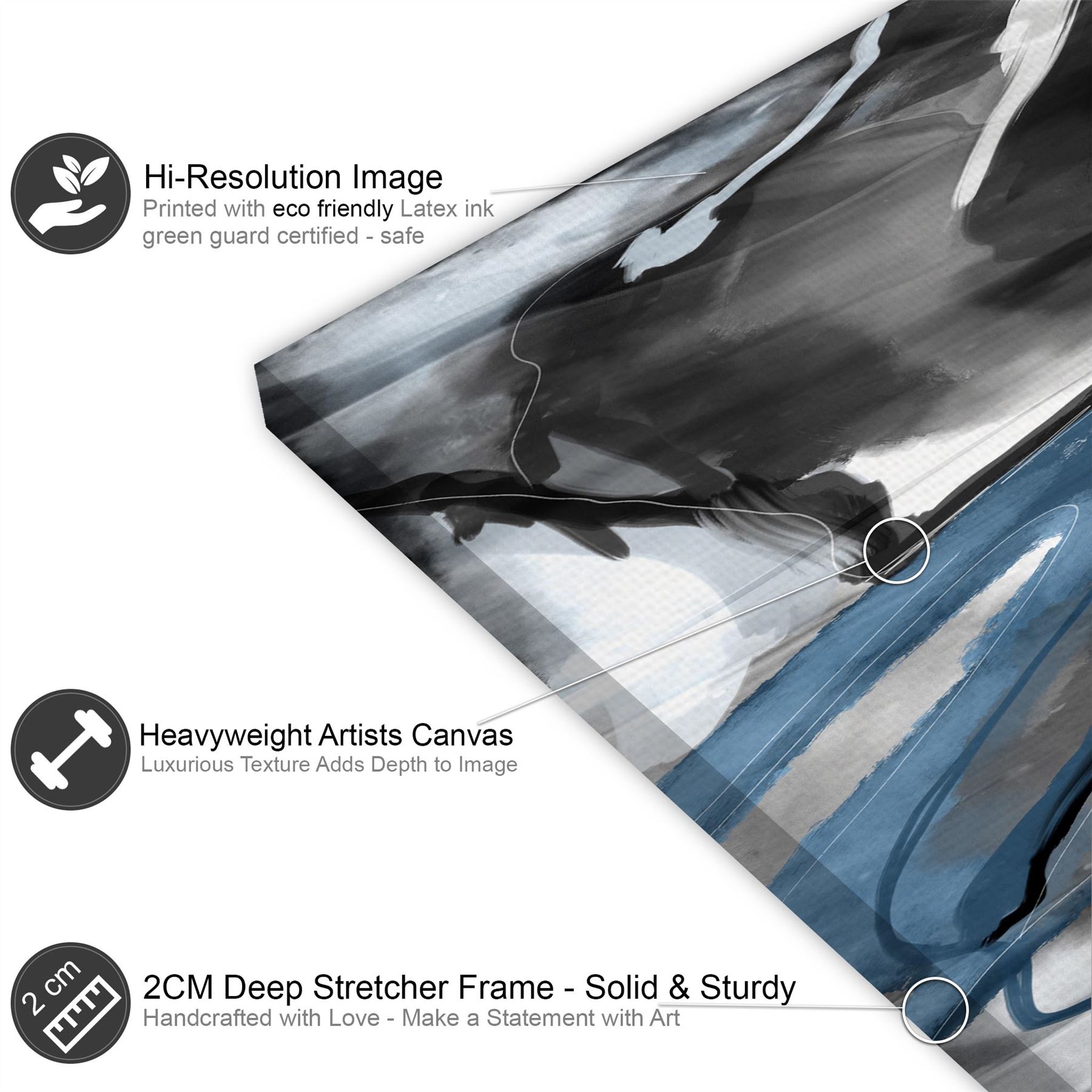 Abstract Turquoise Dark Grey Design Canvas Art Prints - Picture 19 of 56