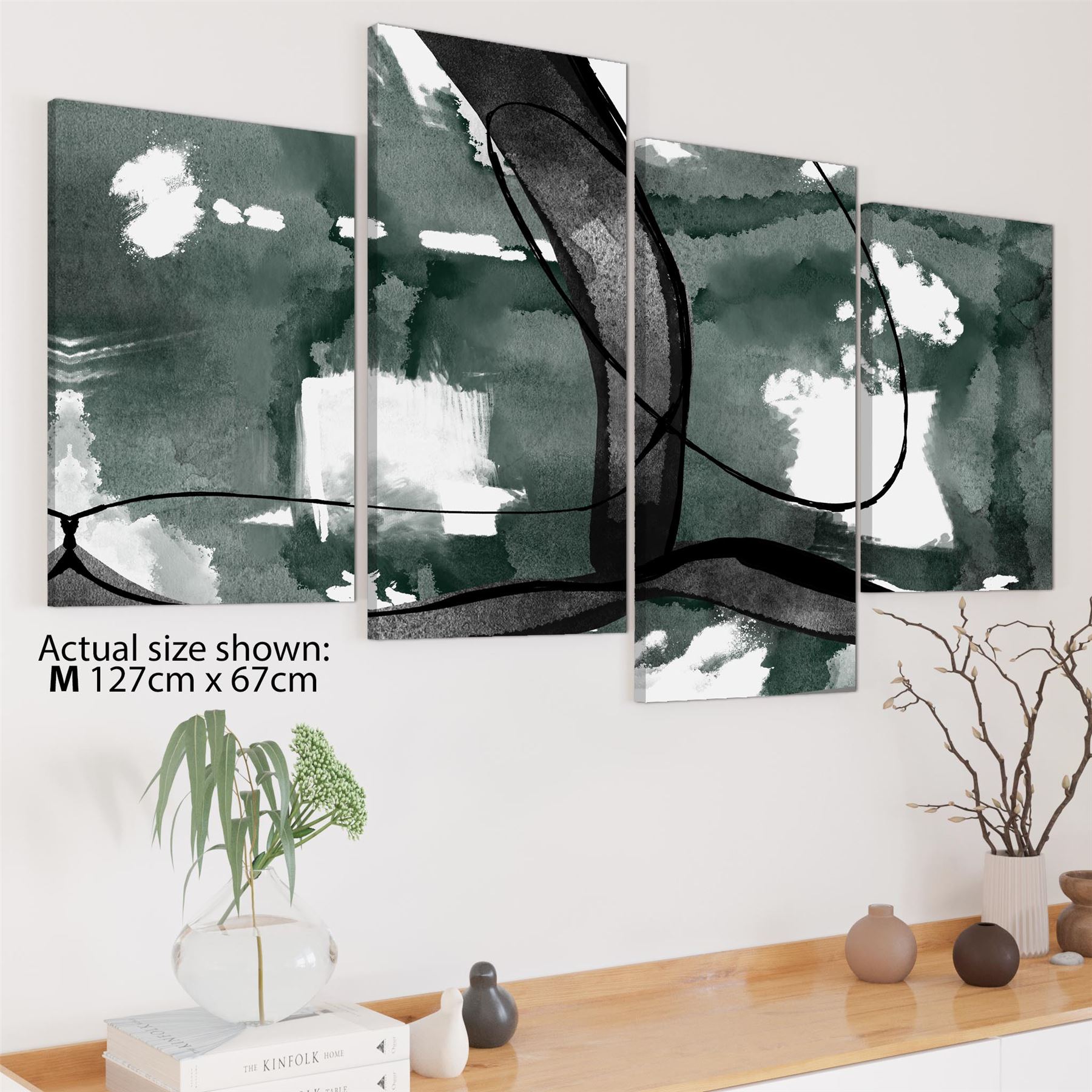 Abstract Green Black Design Canvas Wall Art Picture - Picture 44 of 55