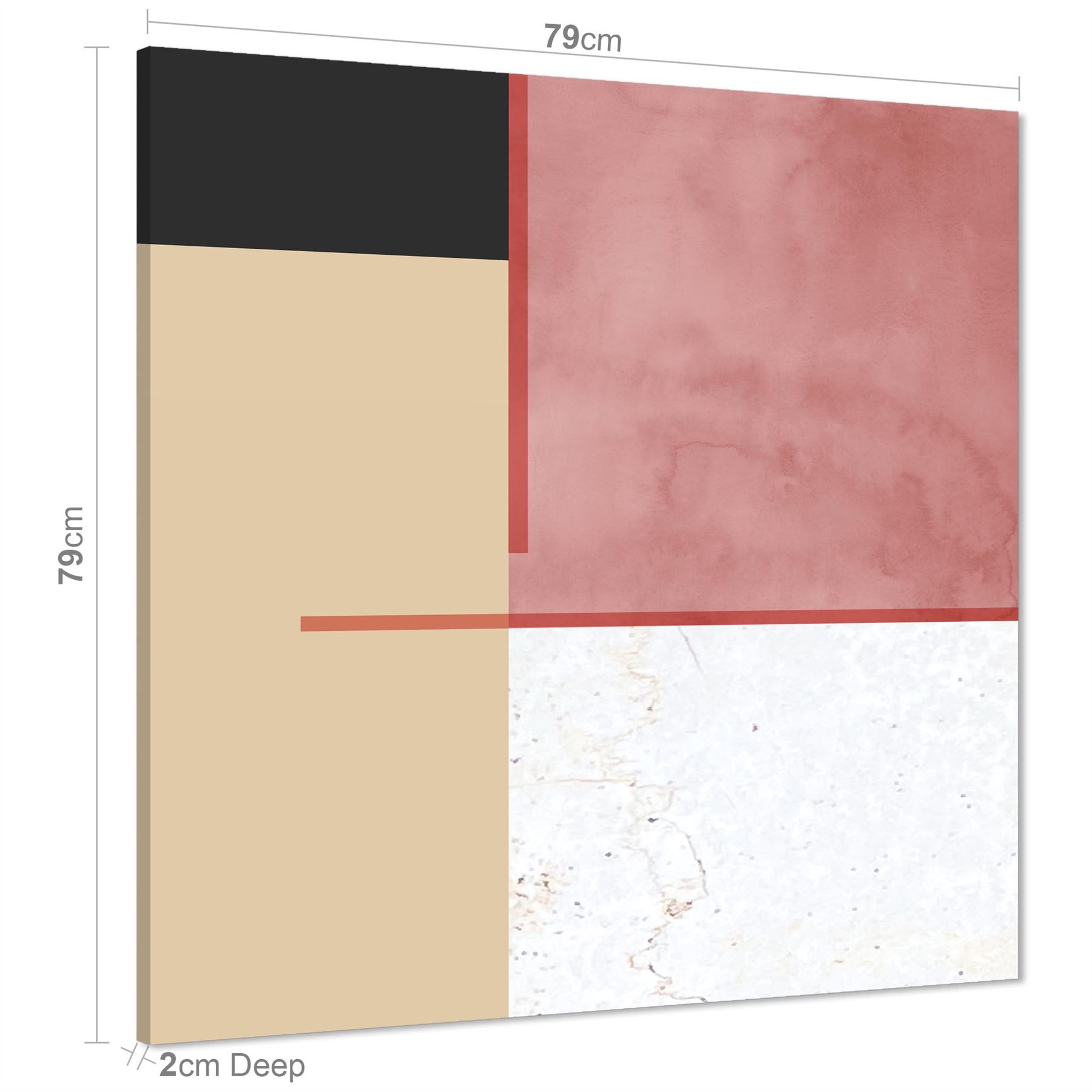 Abstract Blush Pink Black Watercolour Canvas Art Prints - Picture 23 of 55