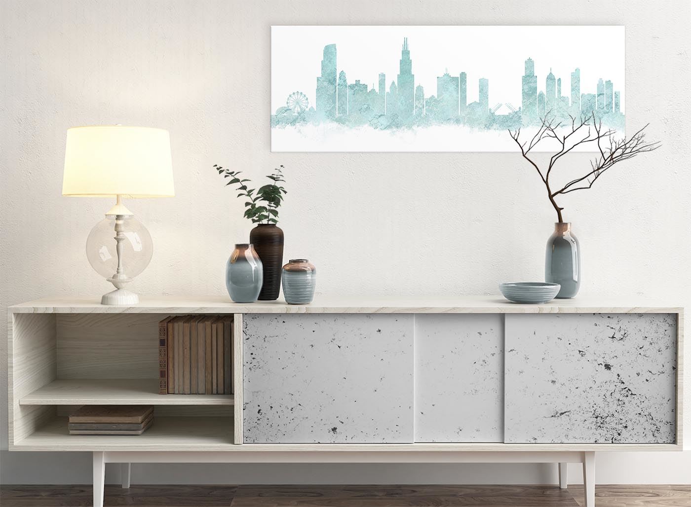 Chicago Skyline Leinwand Wandbild Kunstdruck - 17 Farben verfügbar - 94 cm breit - Bild 33 von 101