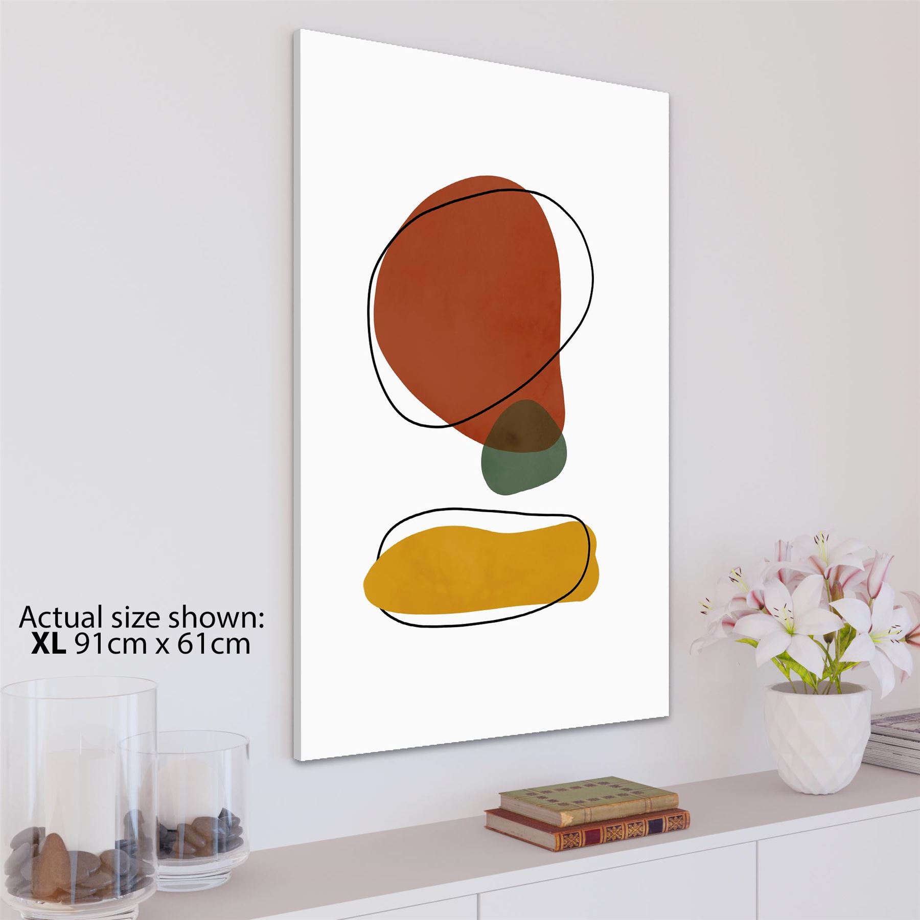 Abstract Terracotta Mustard Olive Mid Century Modern Canvas Wall Art Print - Picture 10 of 13