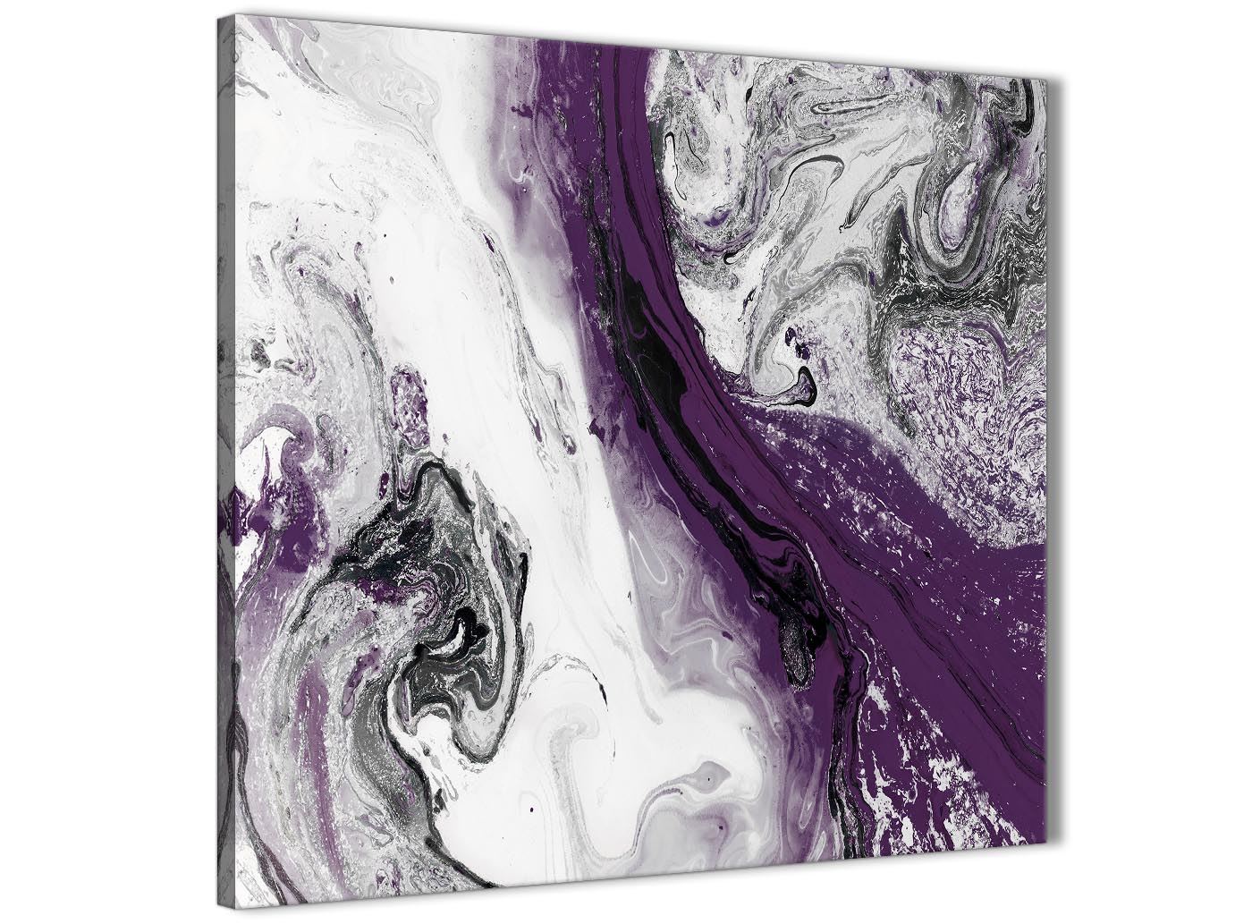Purple and Grey Swirl Living Room Canvas Wall Art Accessories - Abstract Print - Picture 17 of 25