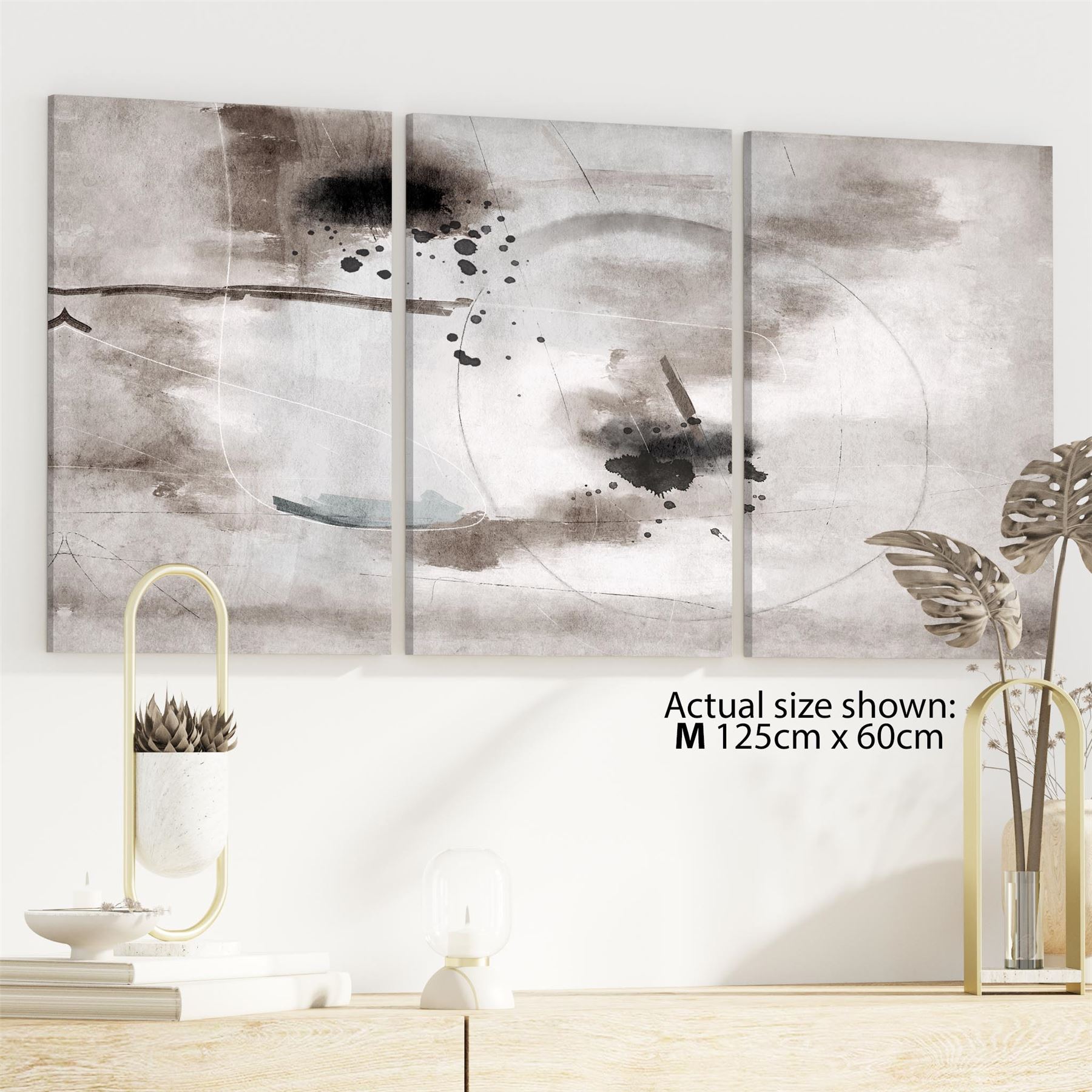 Impresión artística de pared enmarcada gráfica en blanco y negro beige abstracta - Imagen 39 de 55
