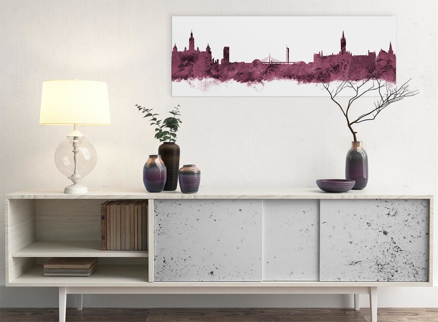 Glasgow Skyline Canvas Wall Art Print - 17 Colours Available - 94cm wide - Picture 65 of 86